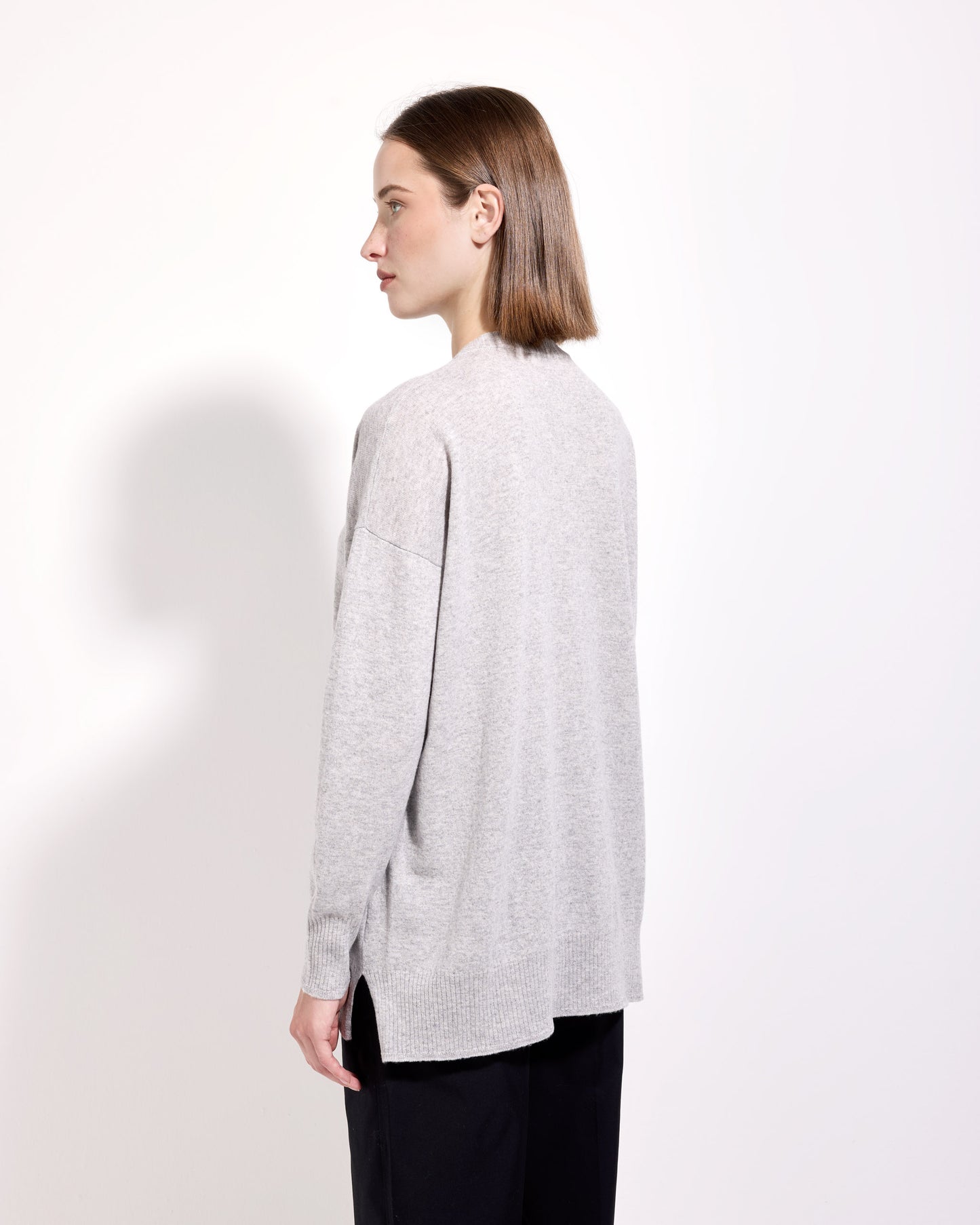 Girocollo lana seta cashmere grigio perla