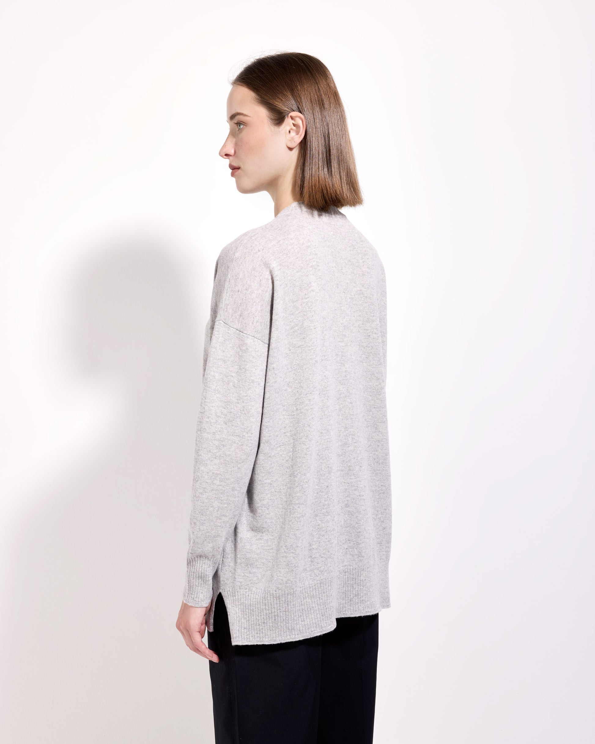 Girocollo lana seta cashmere grigio perla