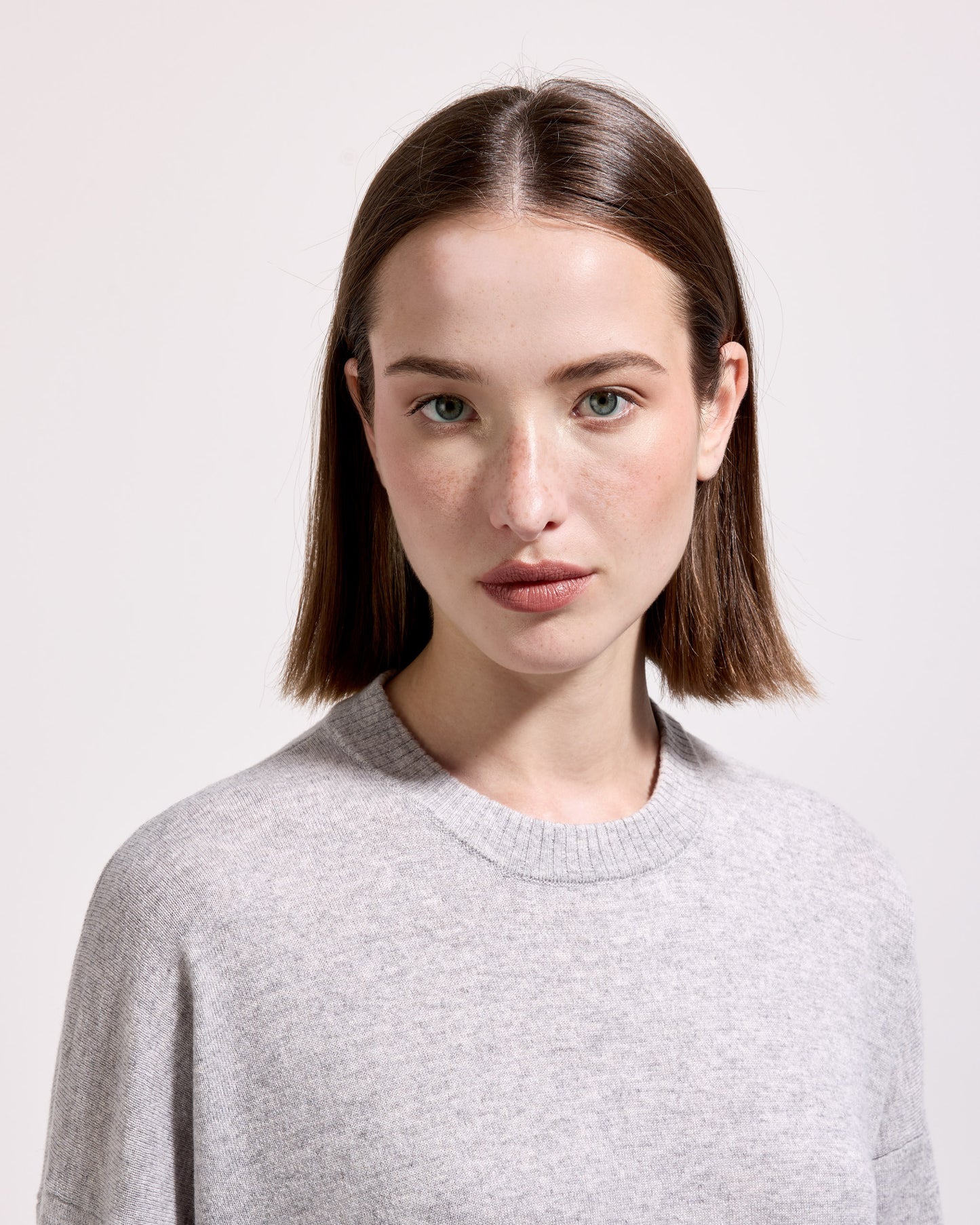 Girocollo lana seta cashmere grigio perla