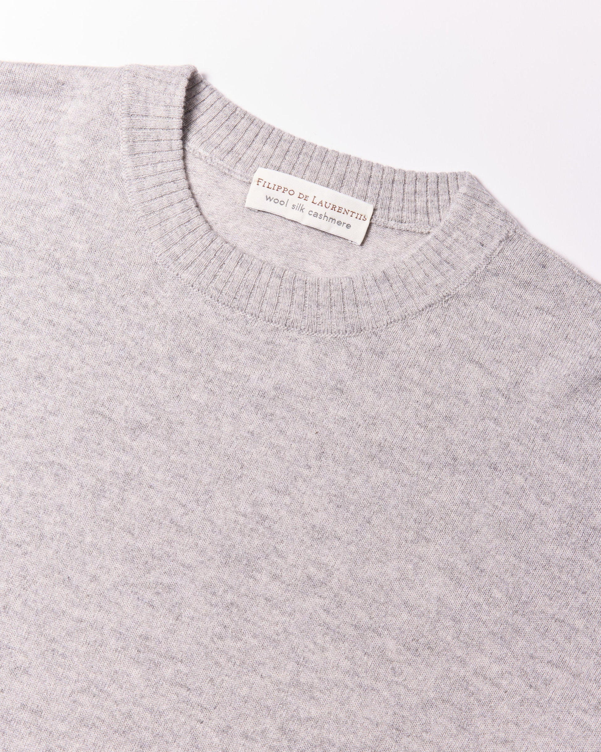 Girocollo lana seta cashmere grigio perla