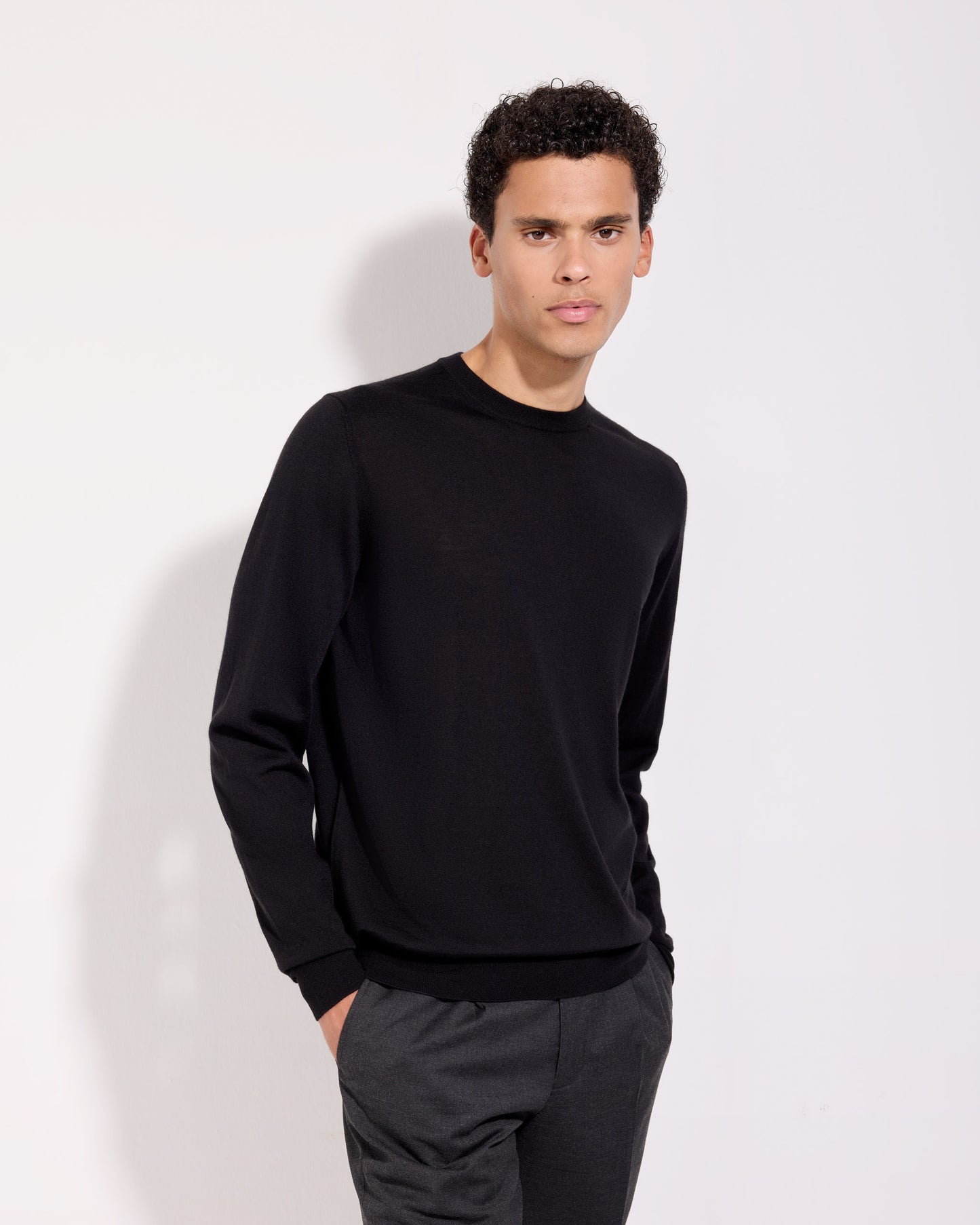 Girocollo lana seta cashmere nero