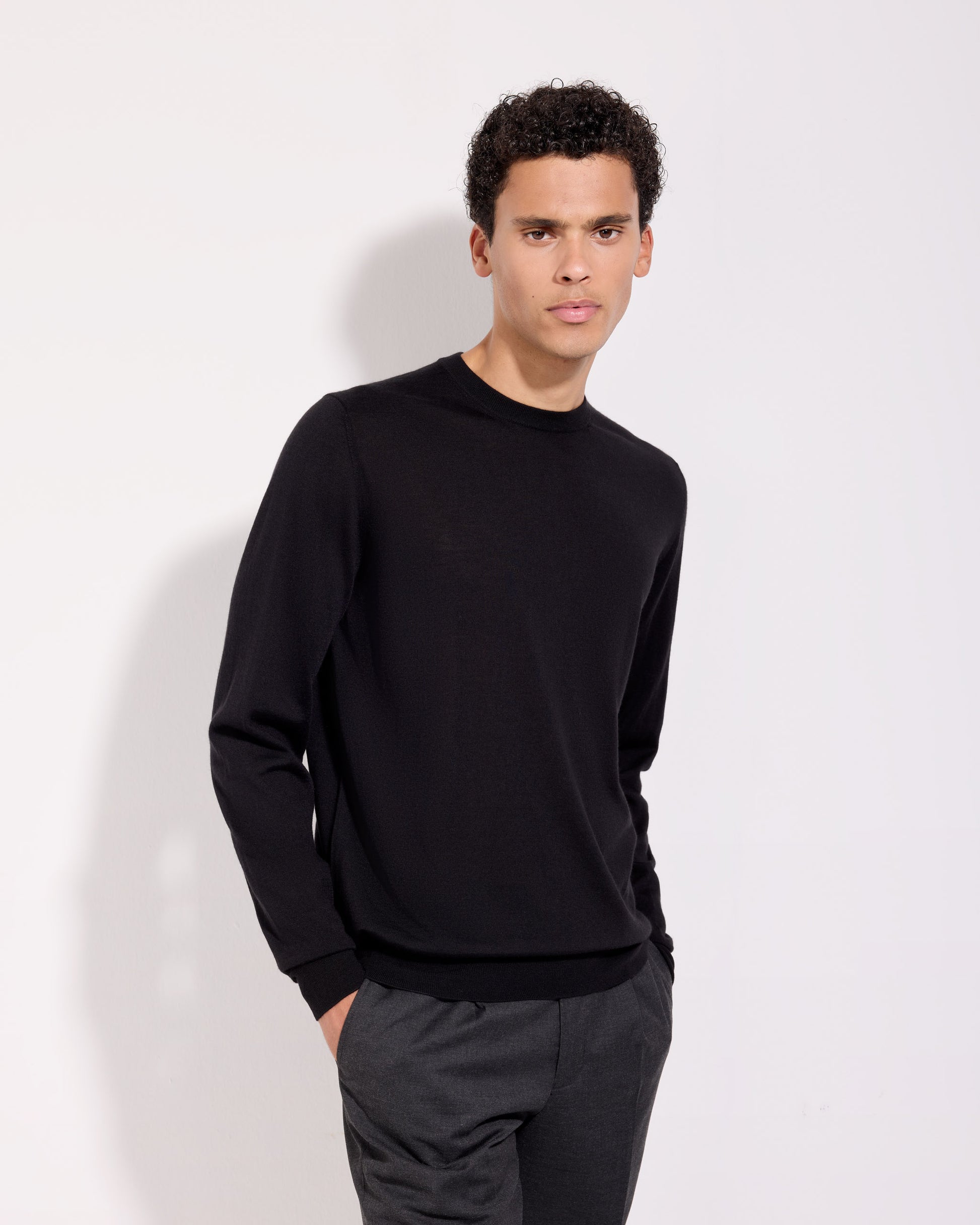 Girocollo lana seta cashmere nero
