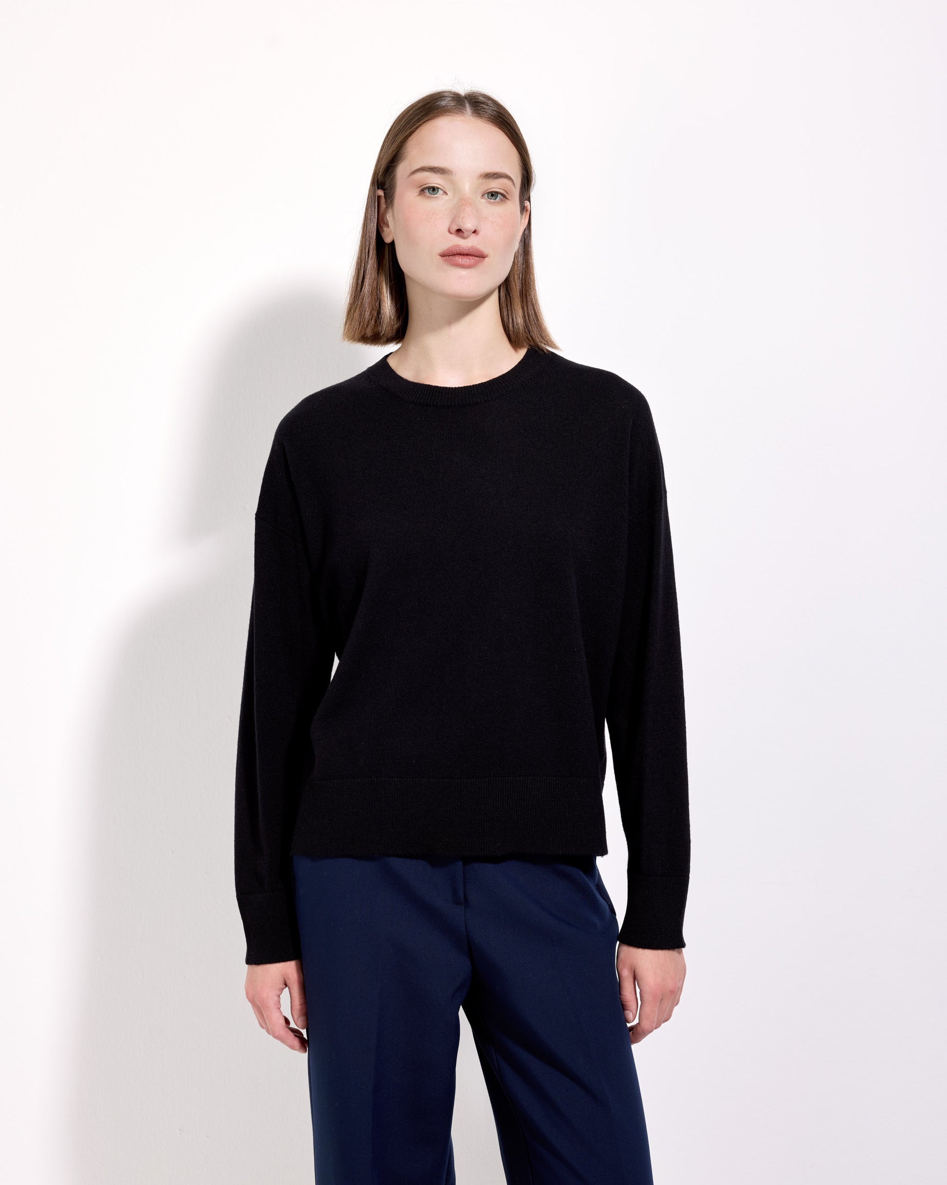 Girocollo lana seta cashmere nero 