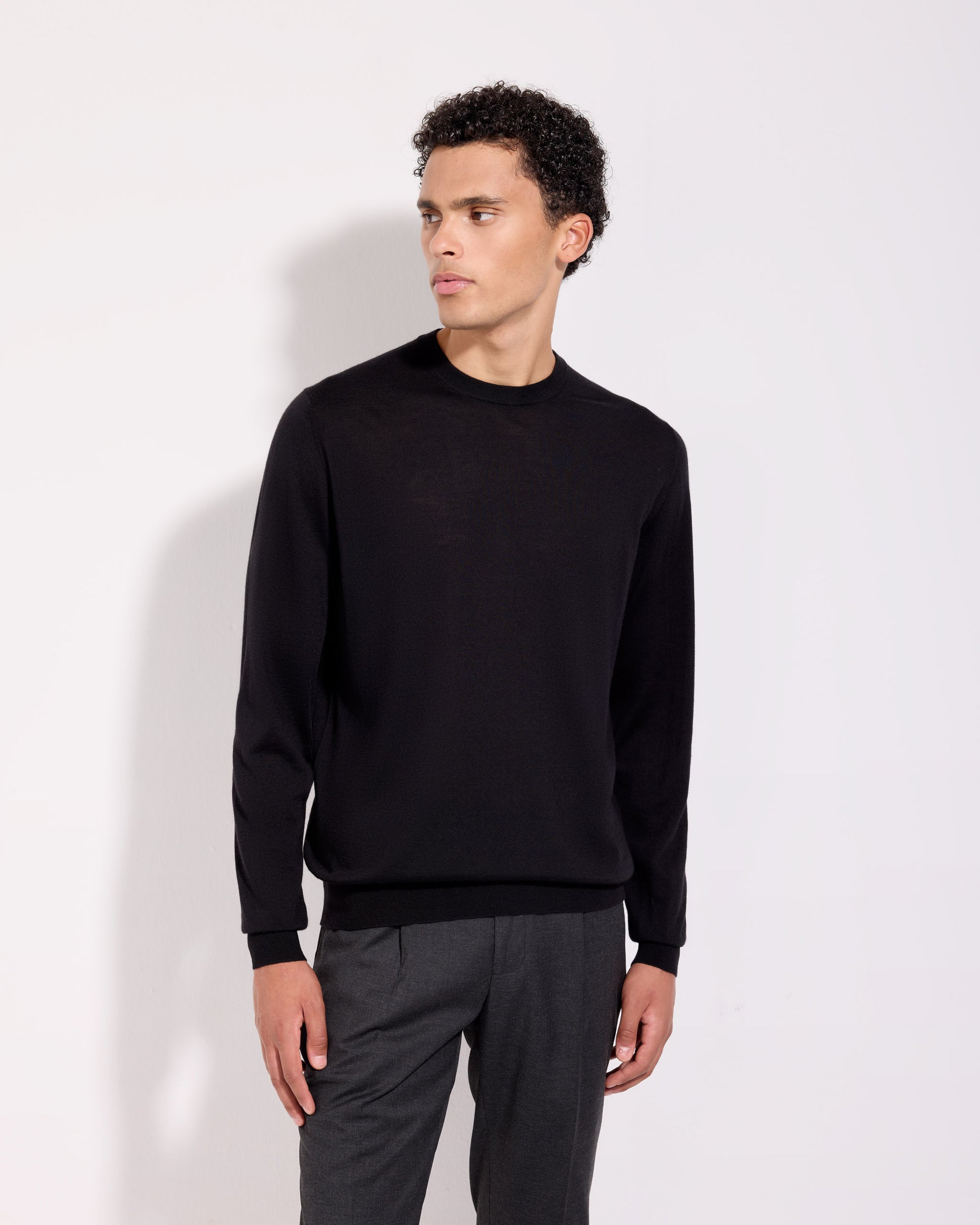 Girocollo lana seta cashmere nero