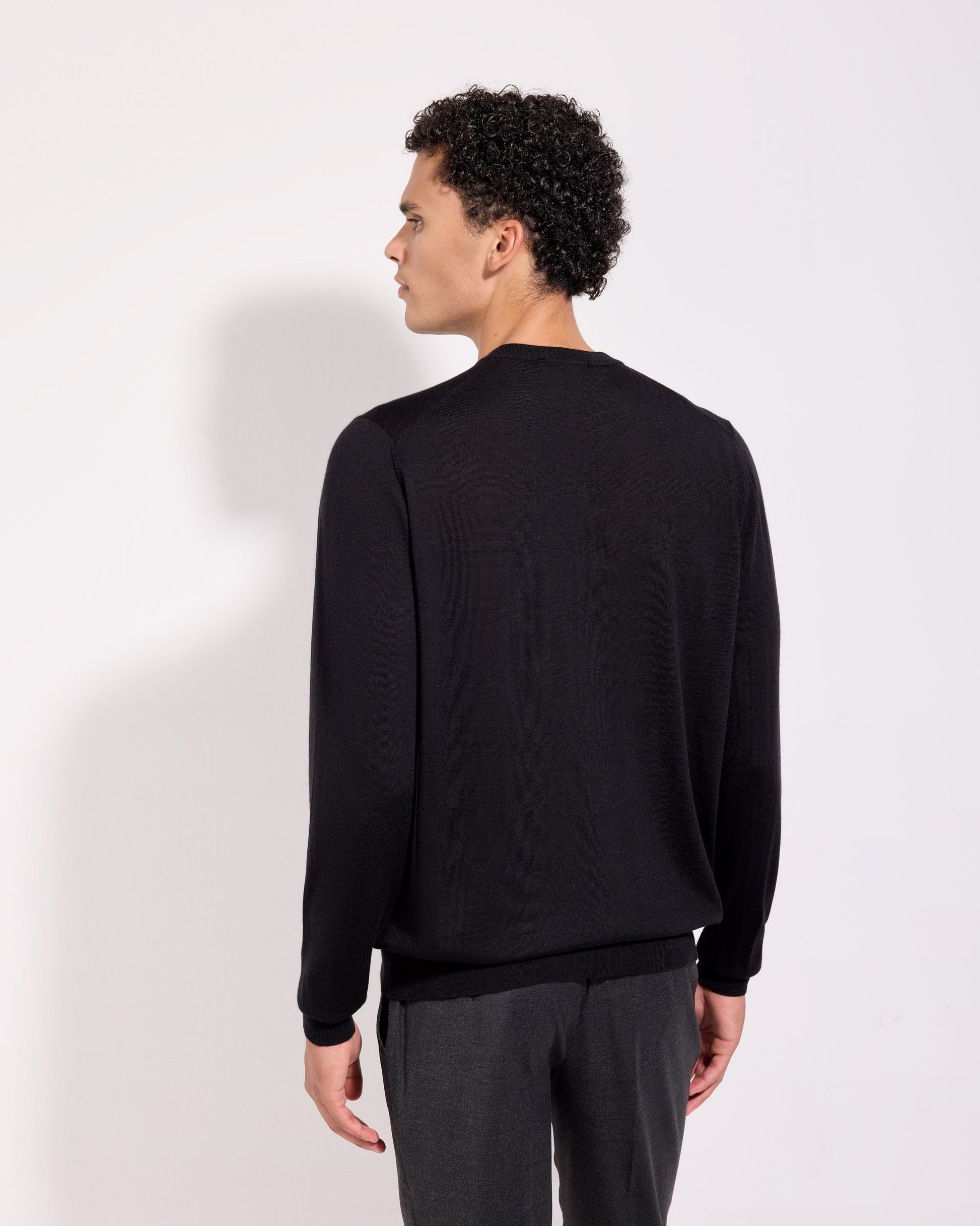 Girocollo lana seta cashmere nero
