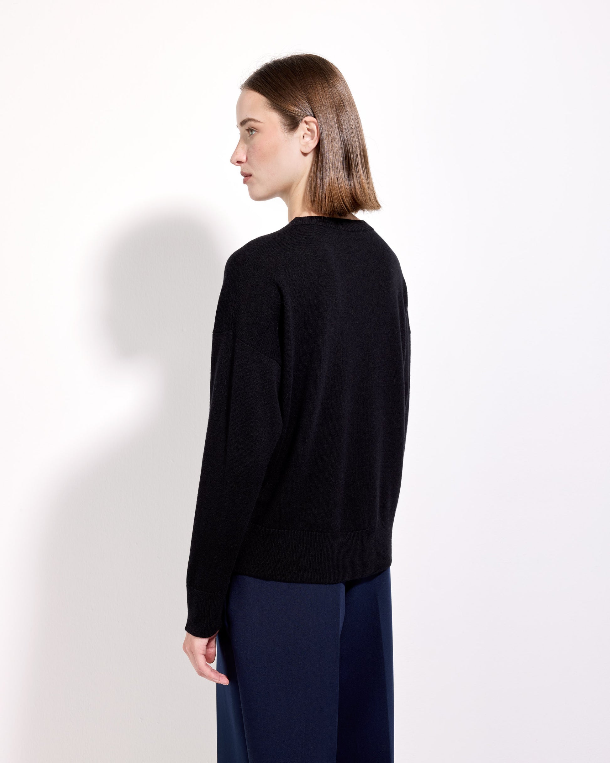 Girocollo lana seta cashmere nero 