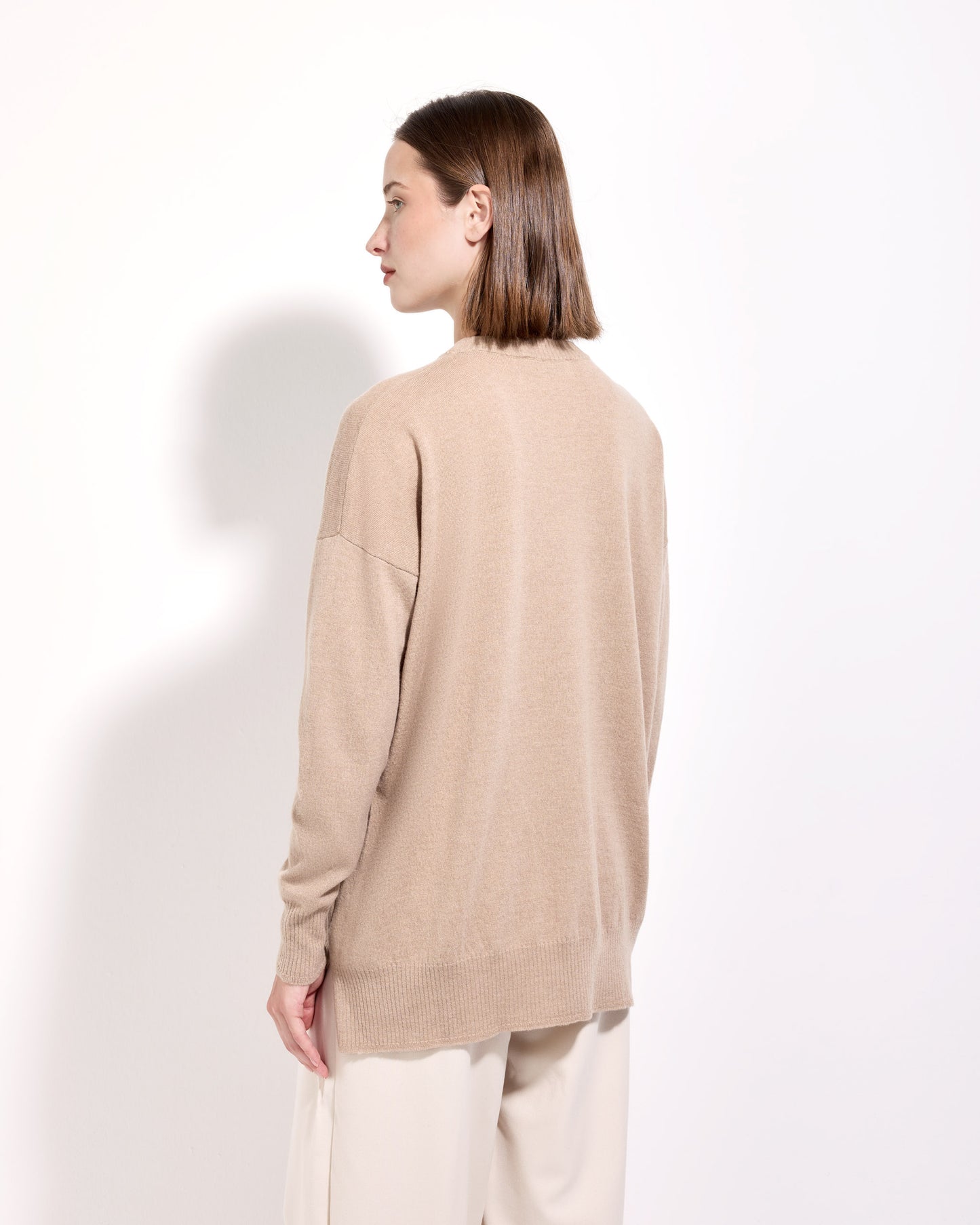 Girocollo lana seta cashmere sabbia