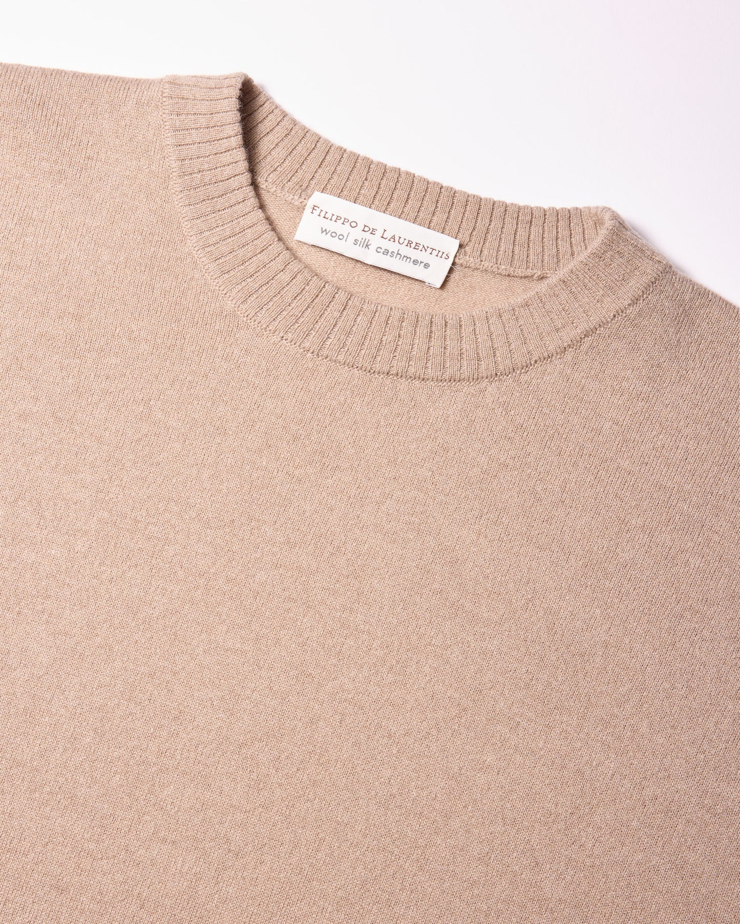 Girocollo lana seta cashmere sabbia