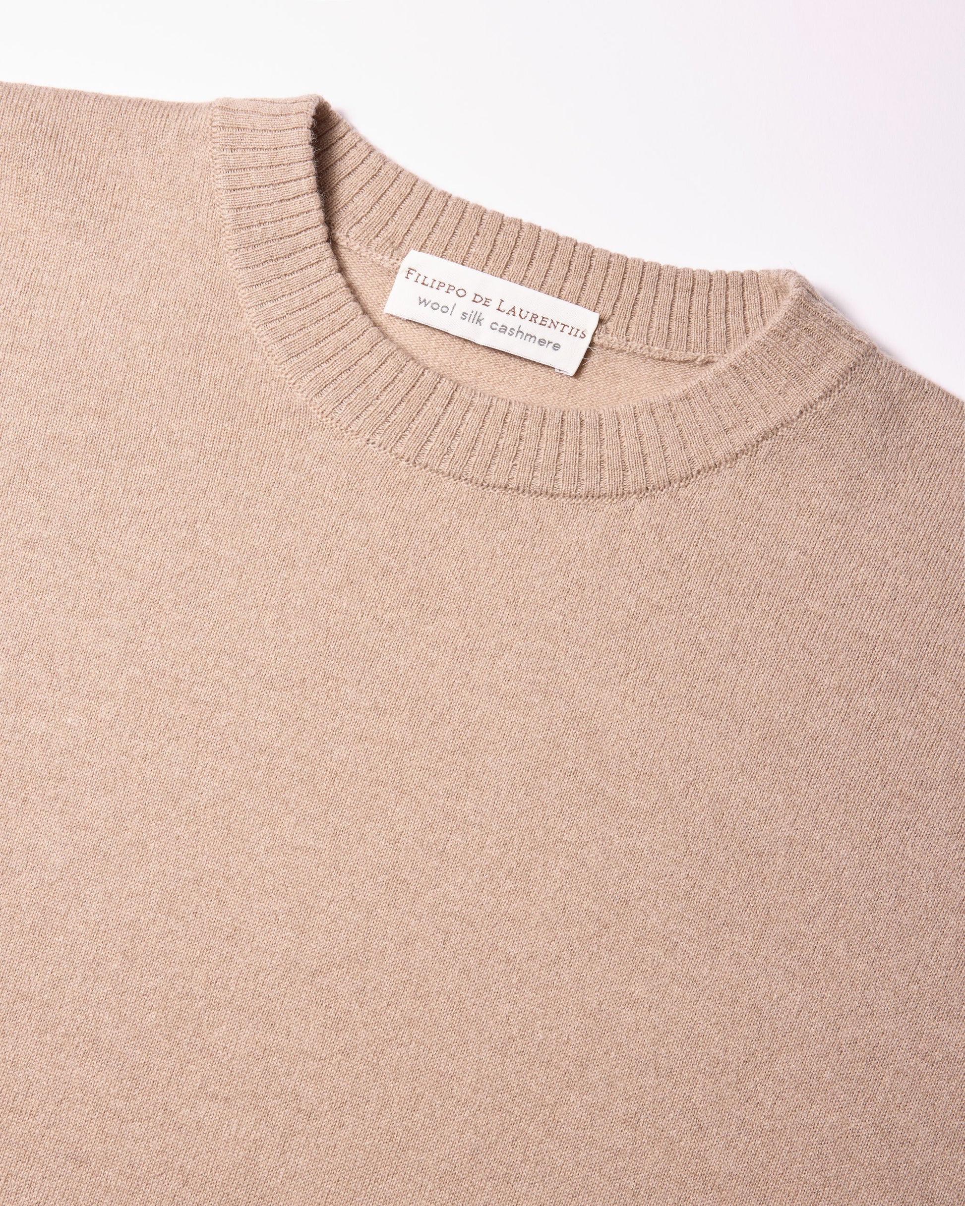 Girocollo lana seta cashmere sabbia