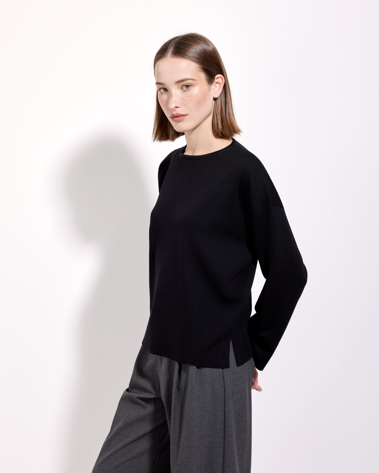 Girocollo punto milano royal merino nero 