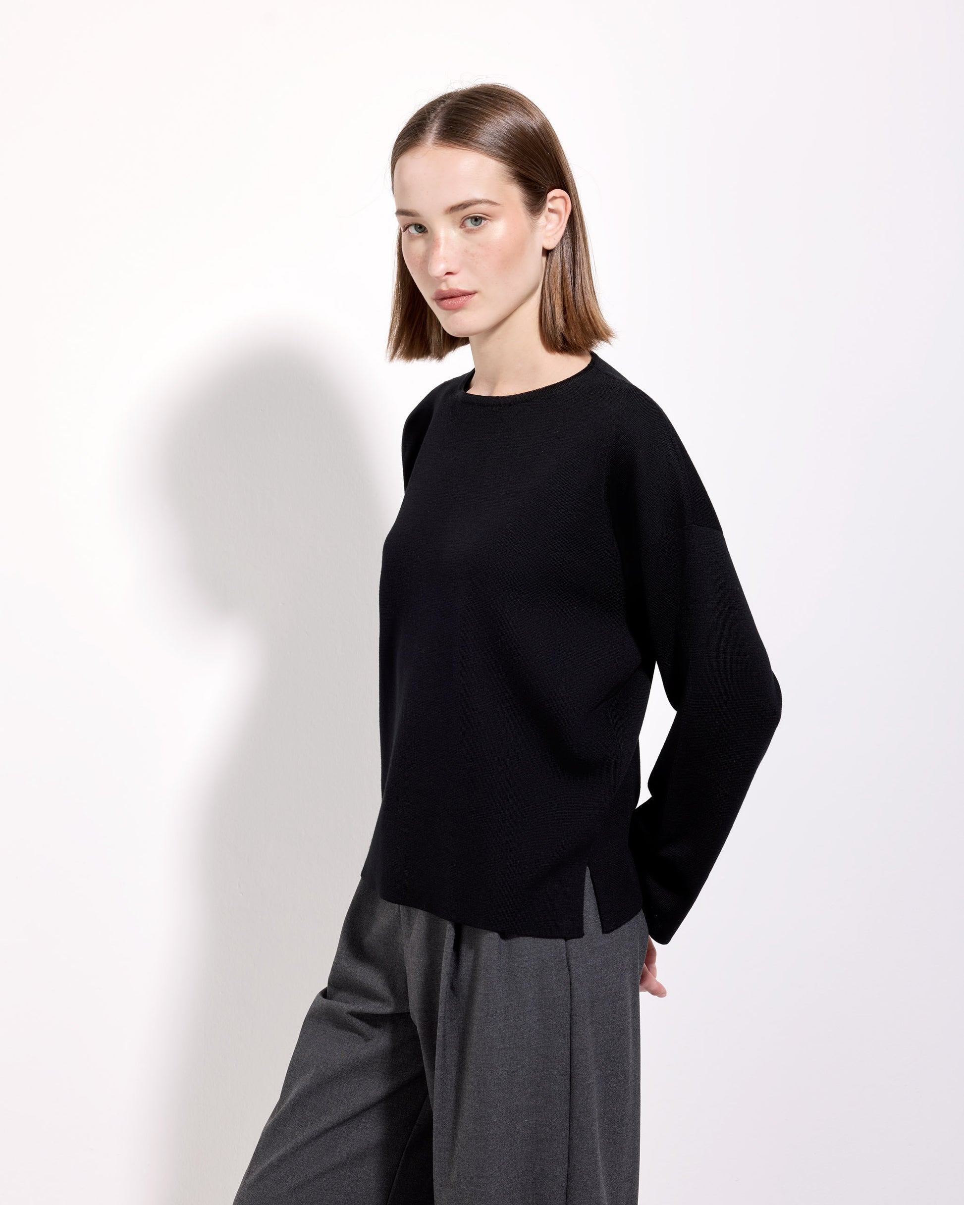 Girocollo punto milano royal merino nero 