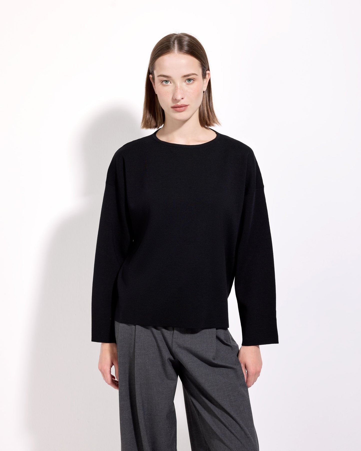 Girocollo punto milano royal merino nero 
