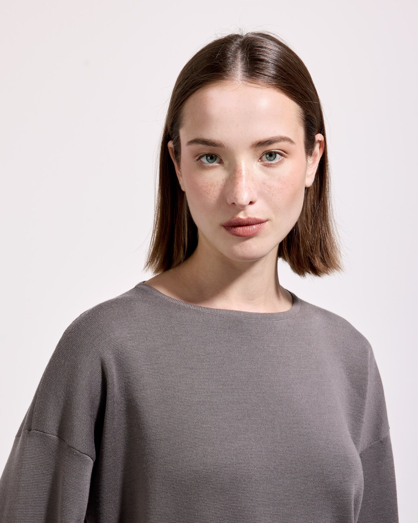 Girocollo punto milano royal merino tortora 