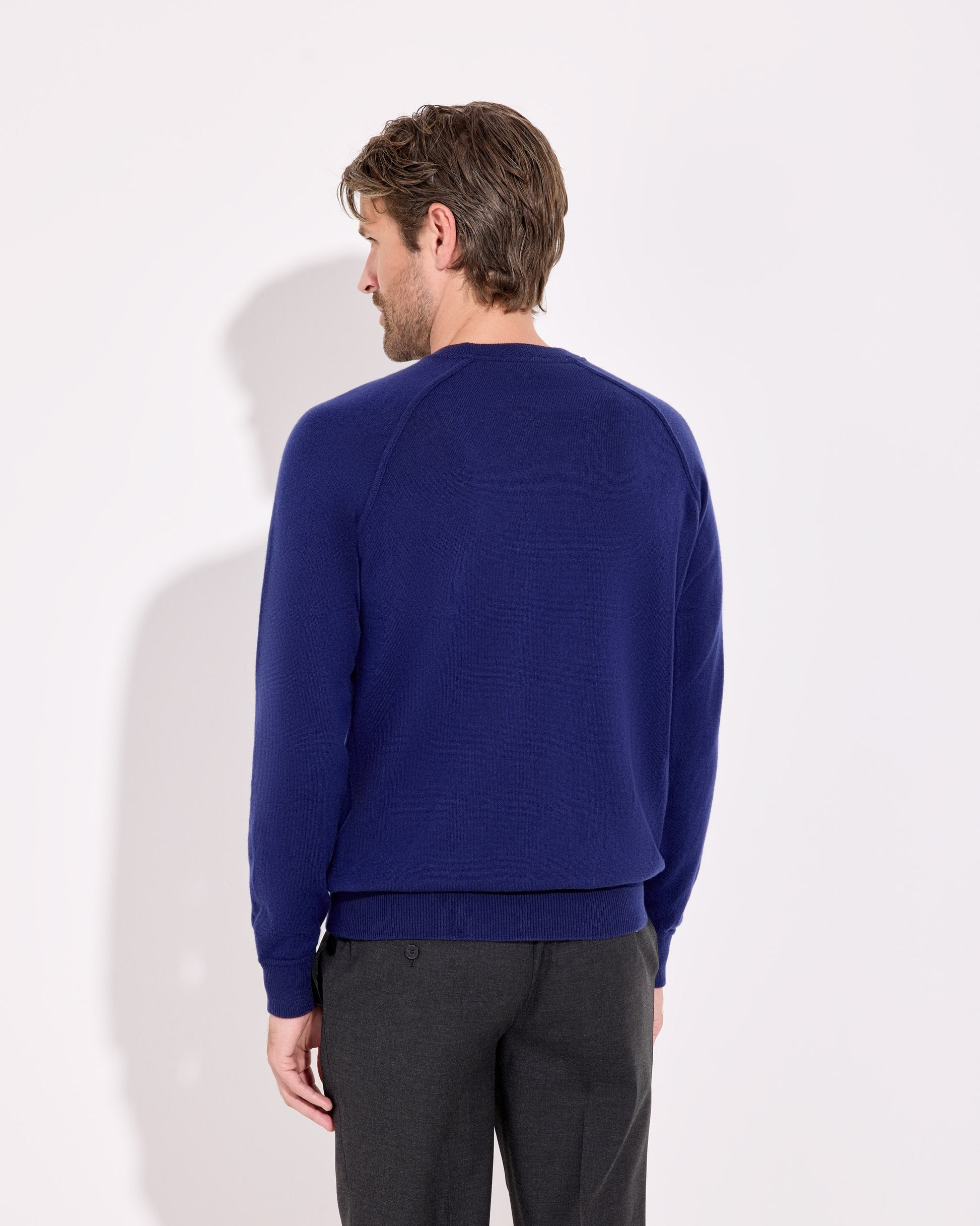 Girocollo raglan lana cashmere blu zaffiro