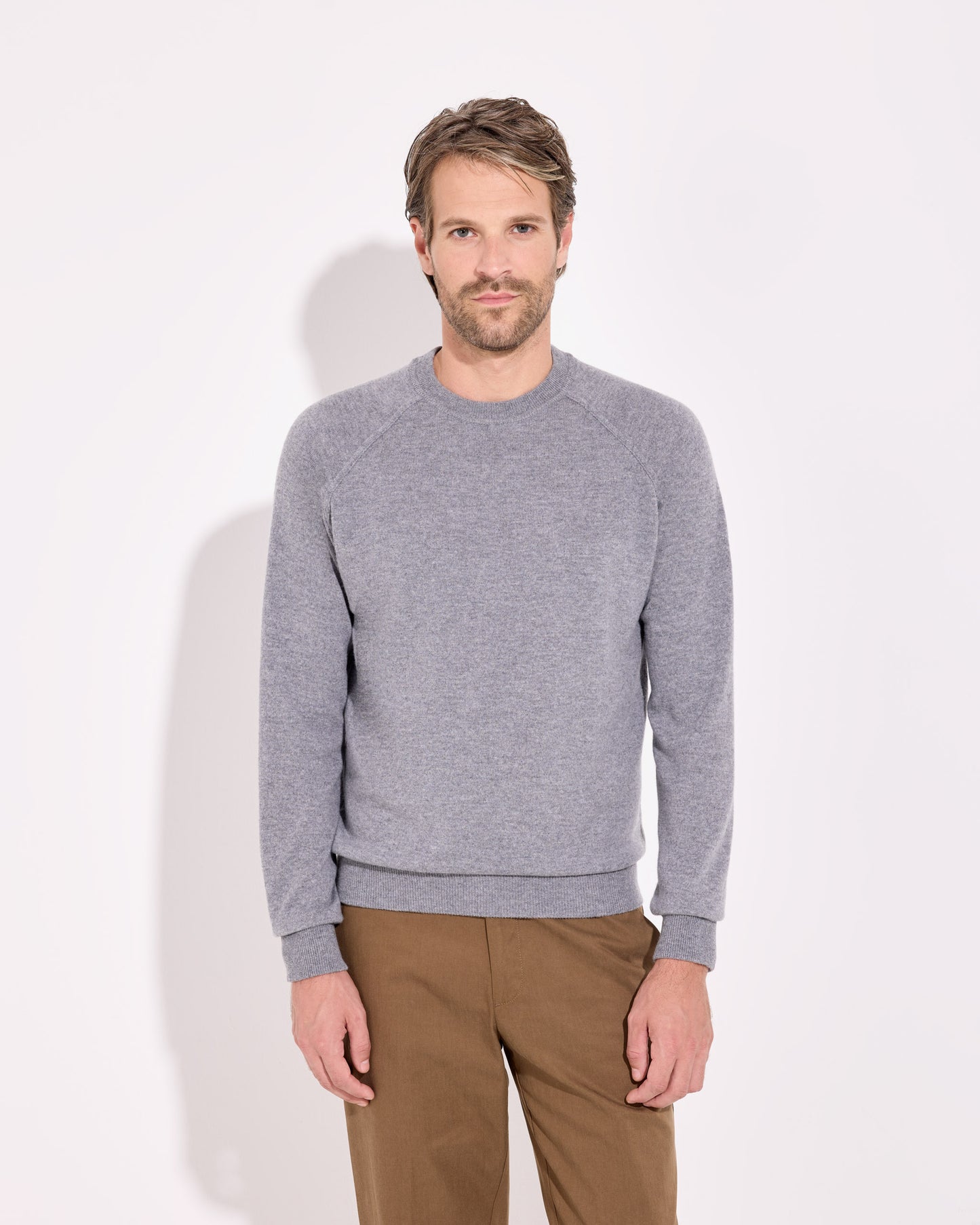 Girocollo raglan lana cashmere grigio