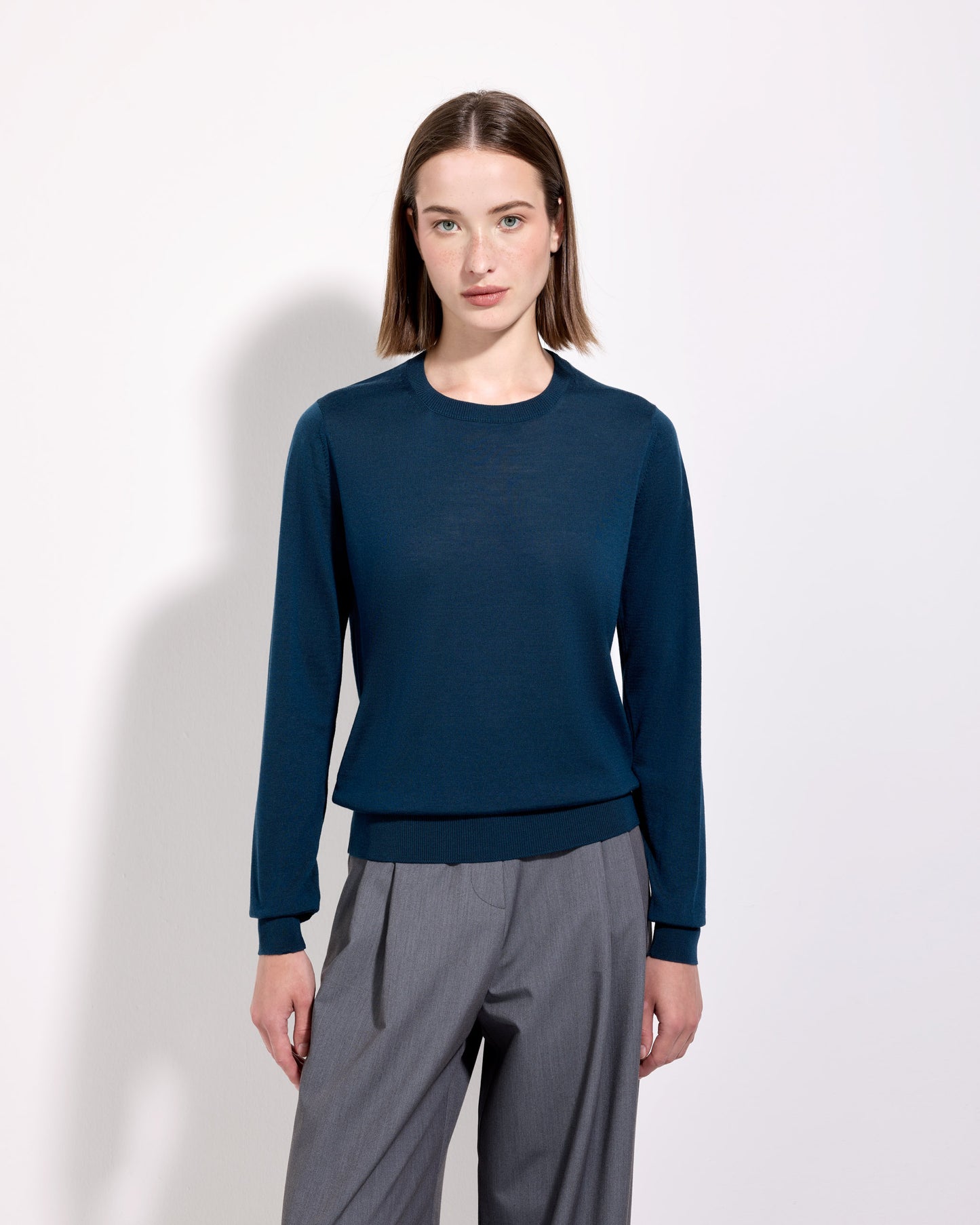 Girocollo royal merino turchese scuro