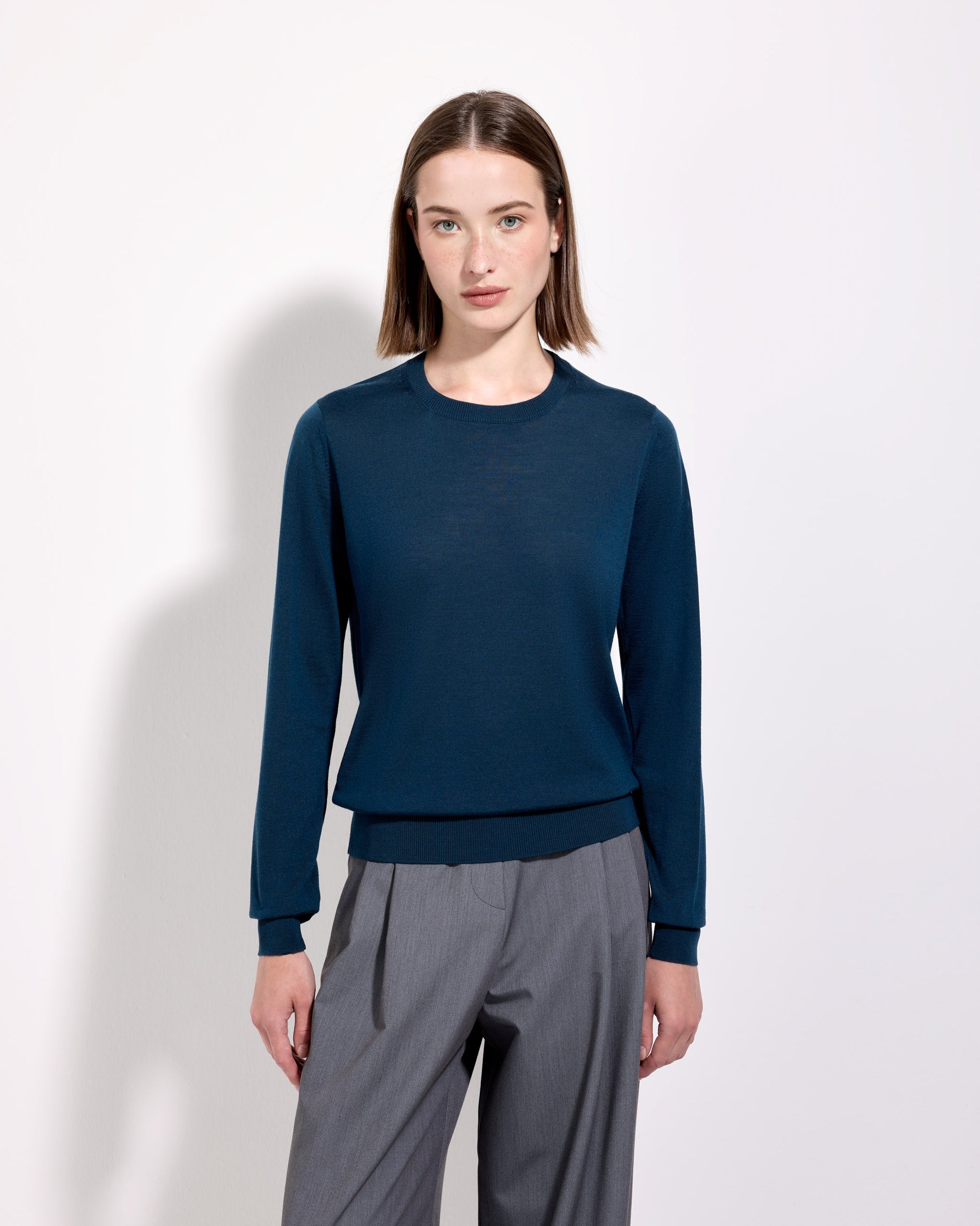 Girocollo royal merino turchese scuro