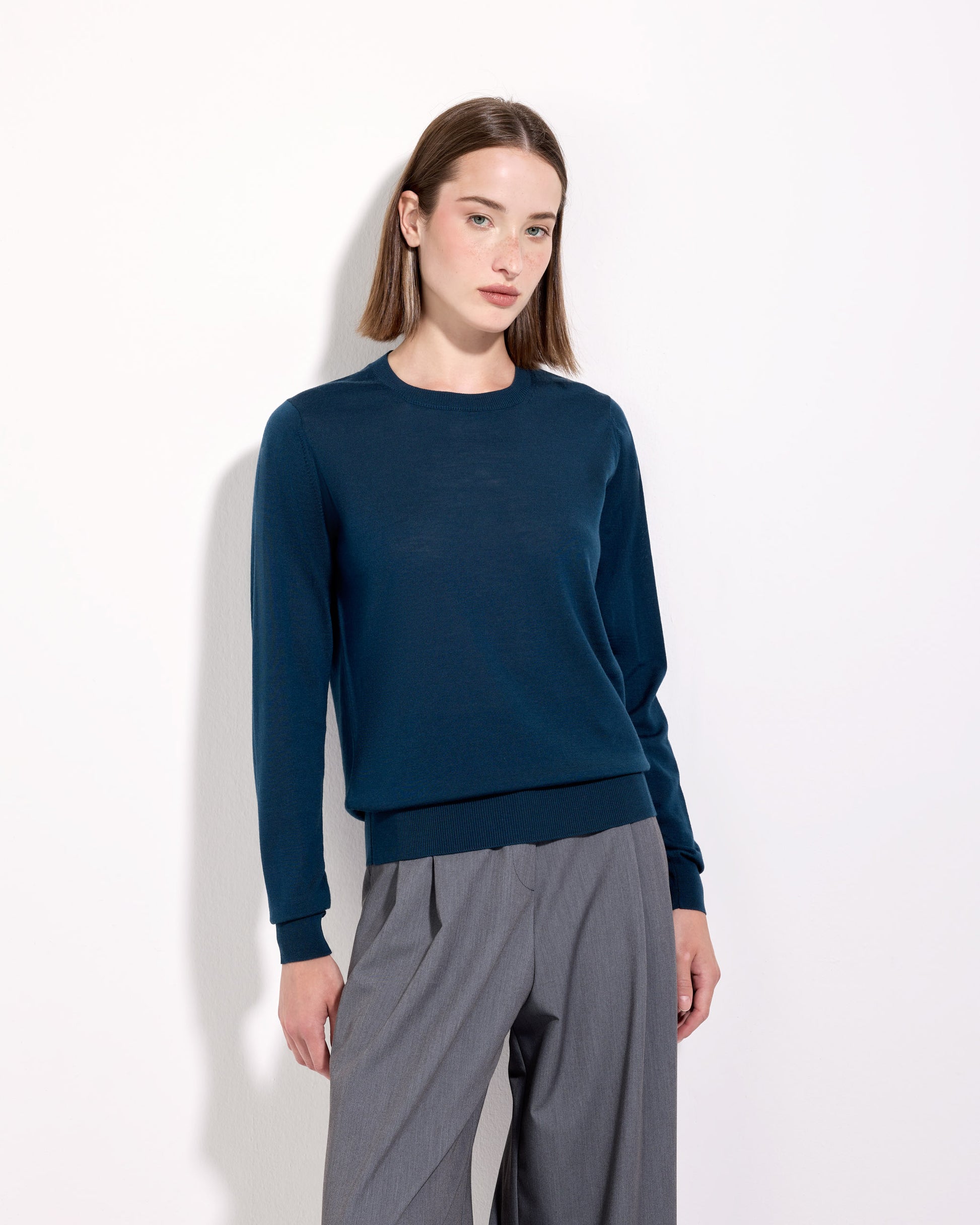 Girocollo royal merino turchese scuro