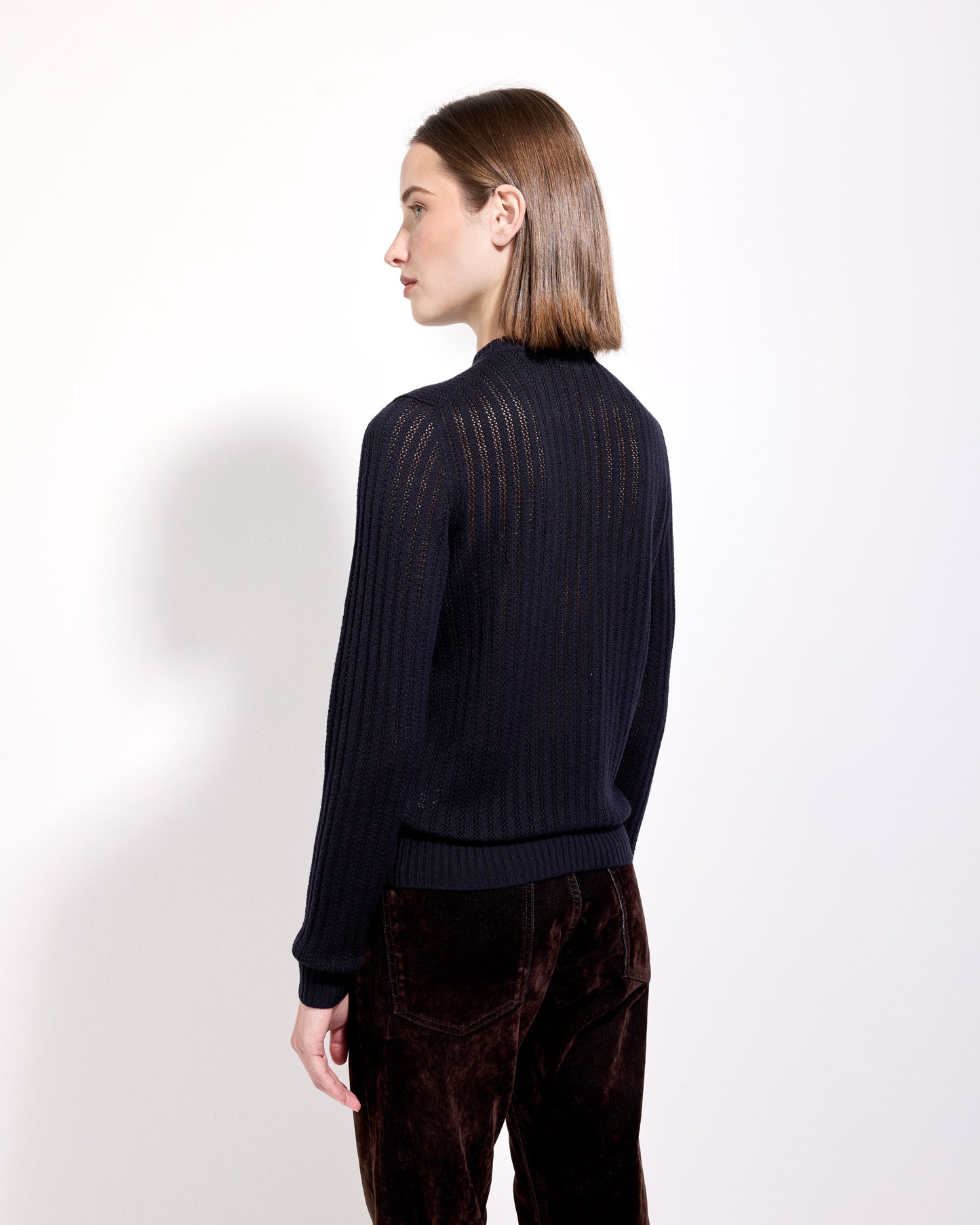 Girocollo traforatino royal merino blu navy