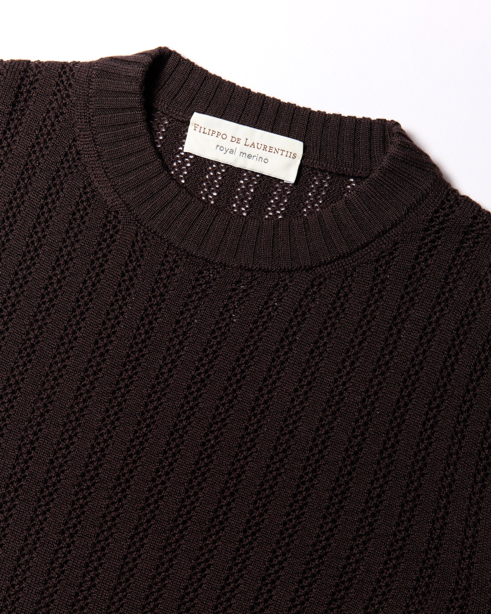 Girocollo traforatino royal merino caffè
