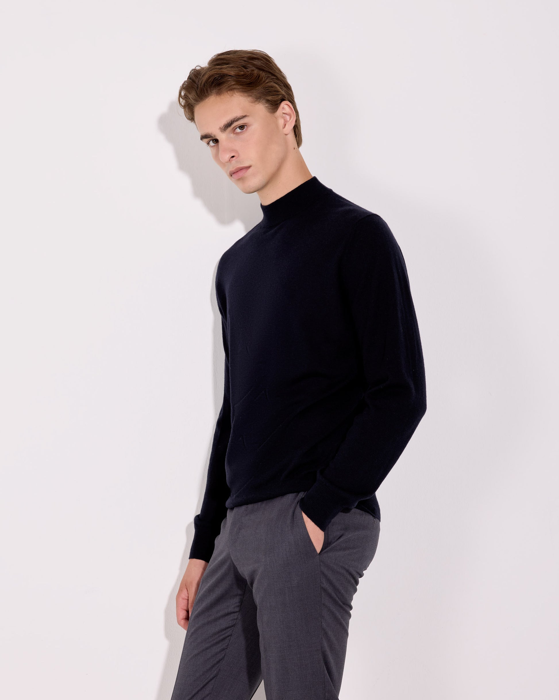 Lupetto lana cashmere blu navy