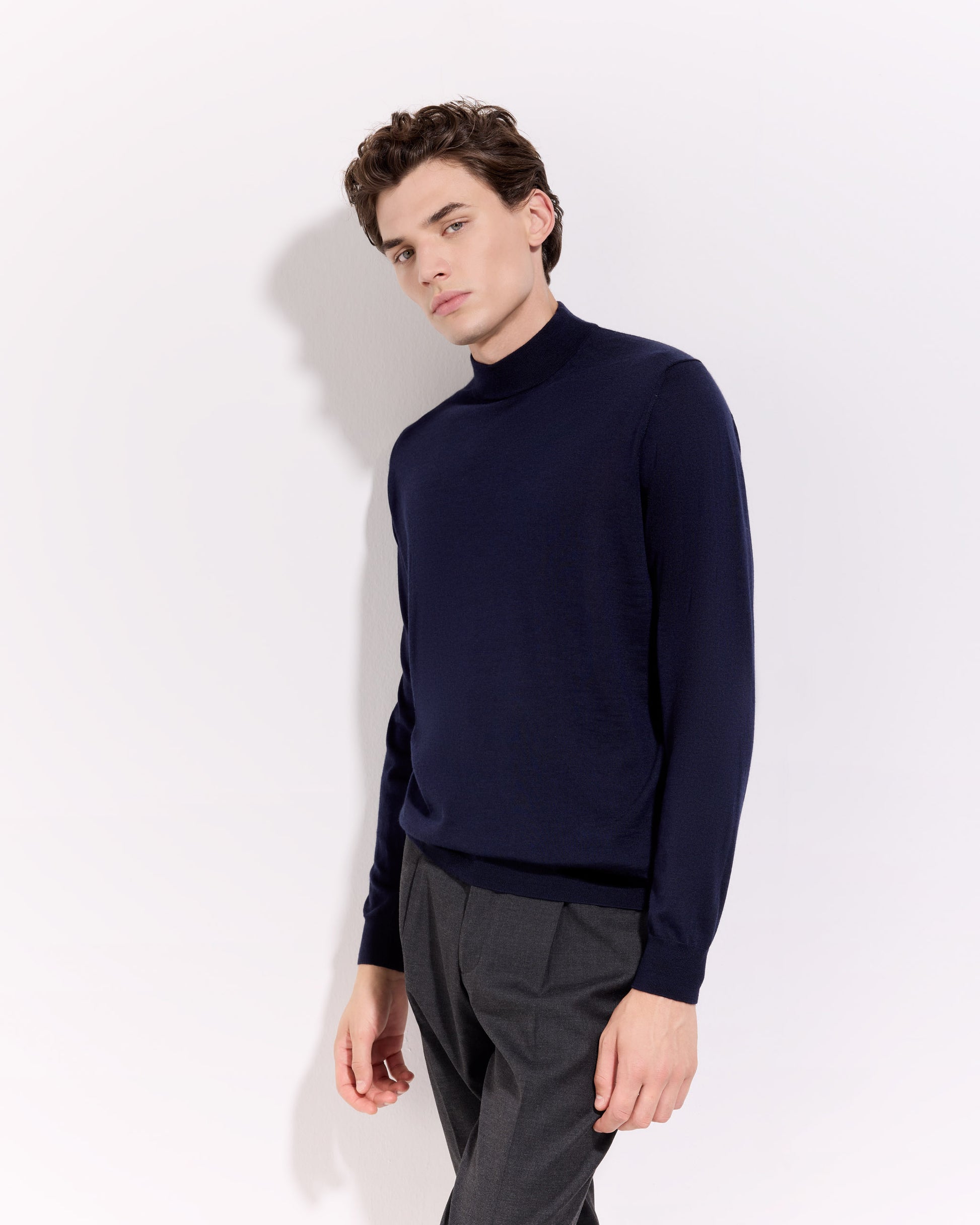 Lupetto lana seta cashmere blu navy