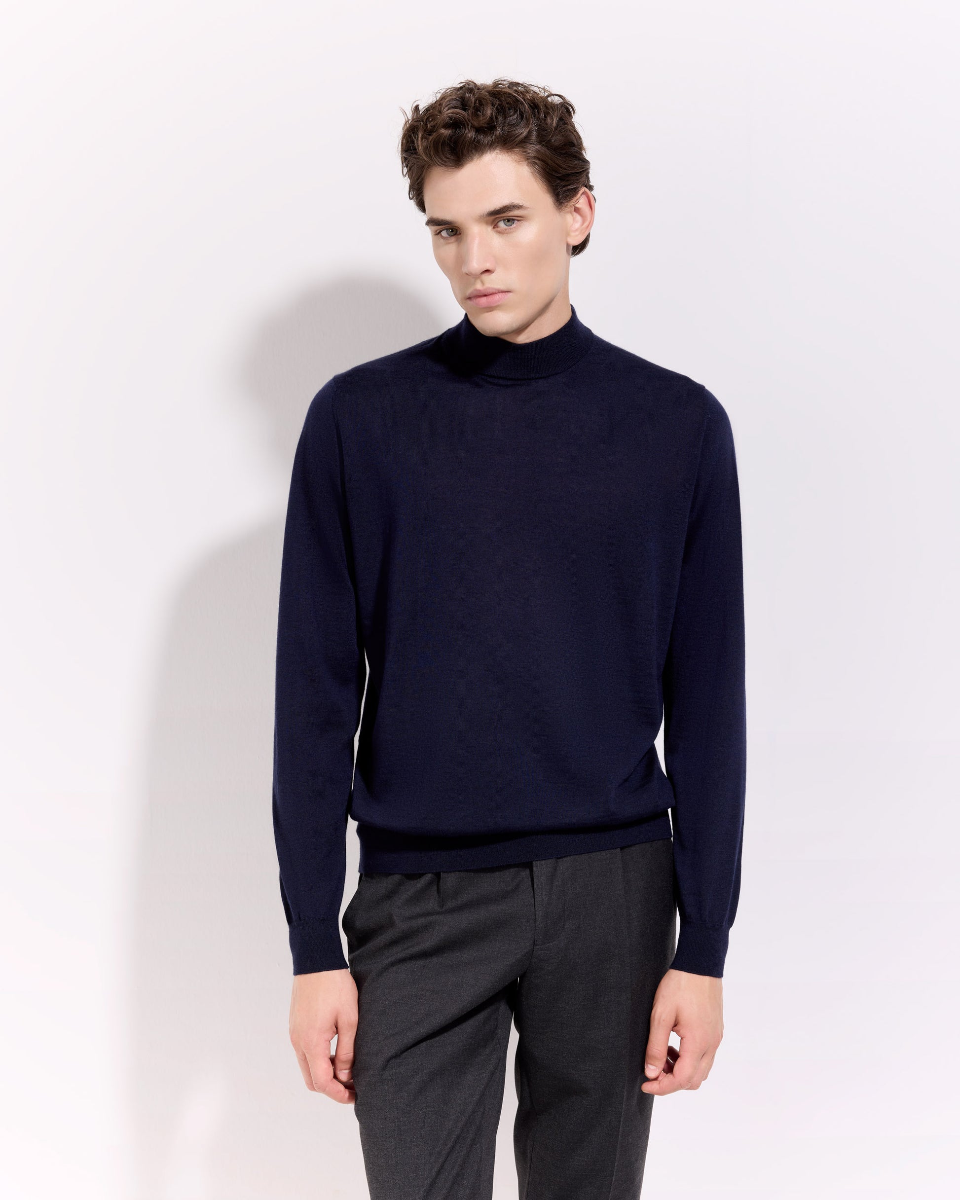 Lupetto lana seta cashmere blu navy