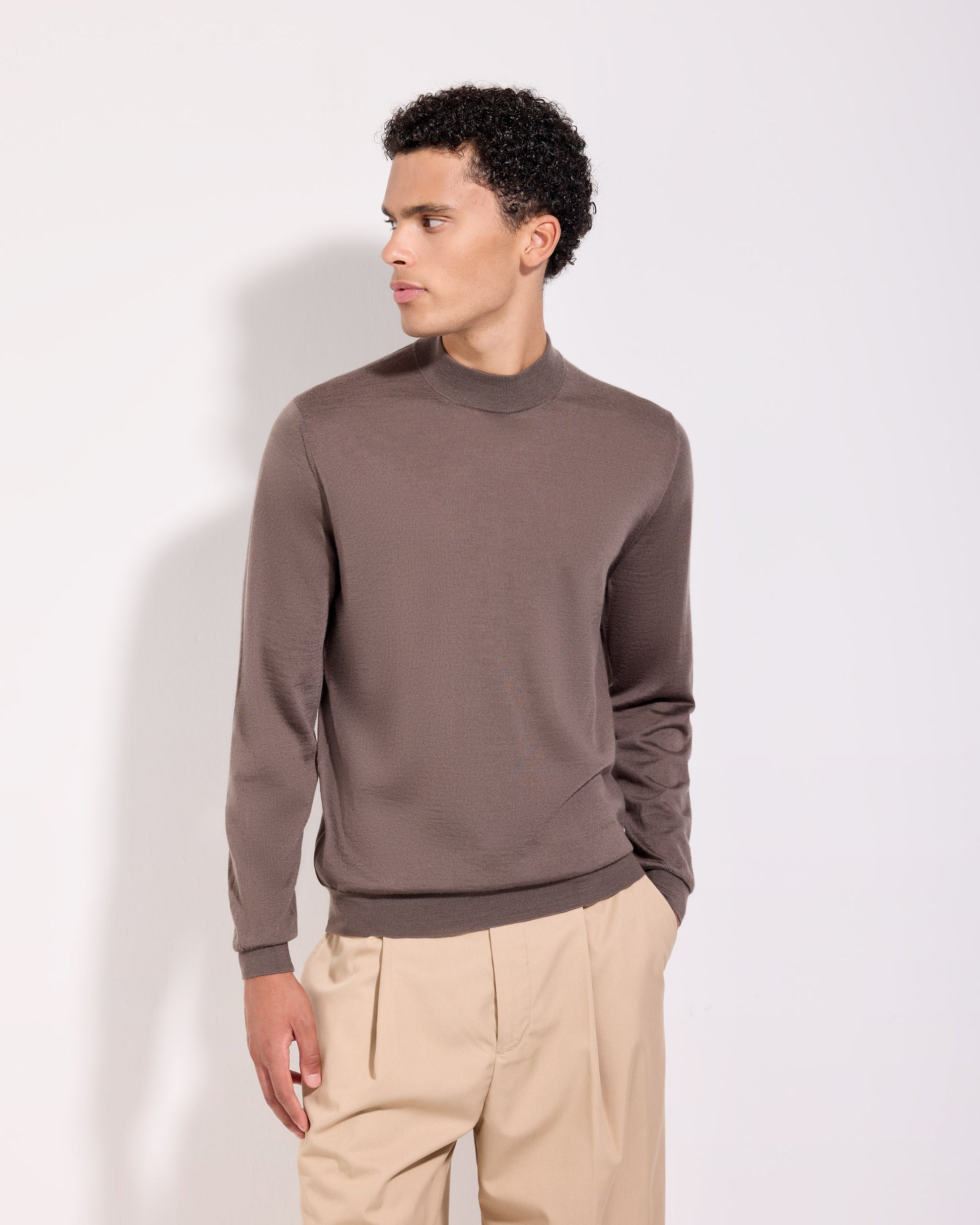 Lupetto lana seta cashmere cacao