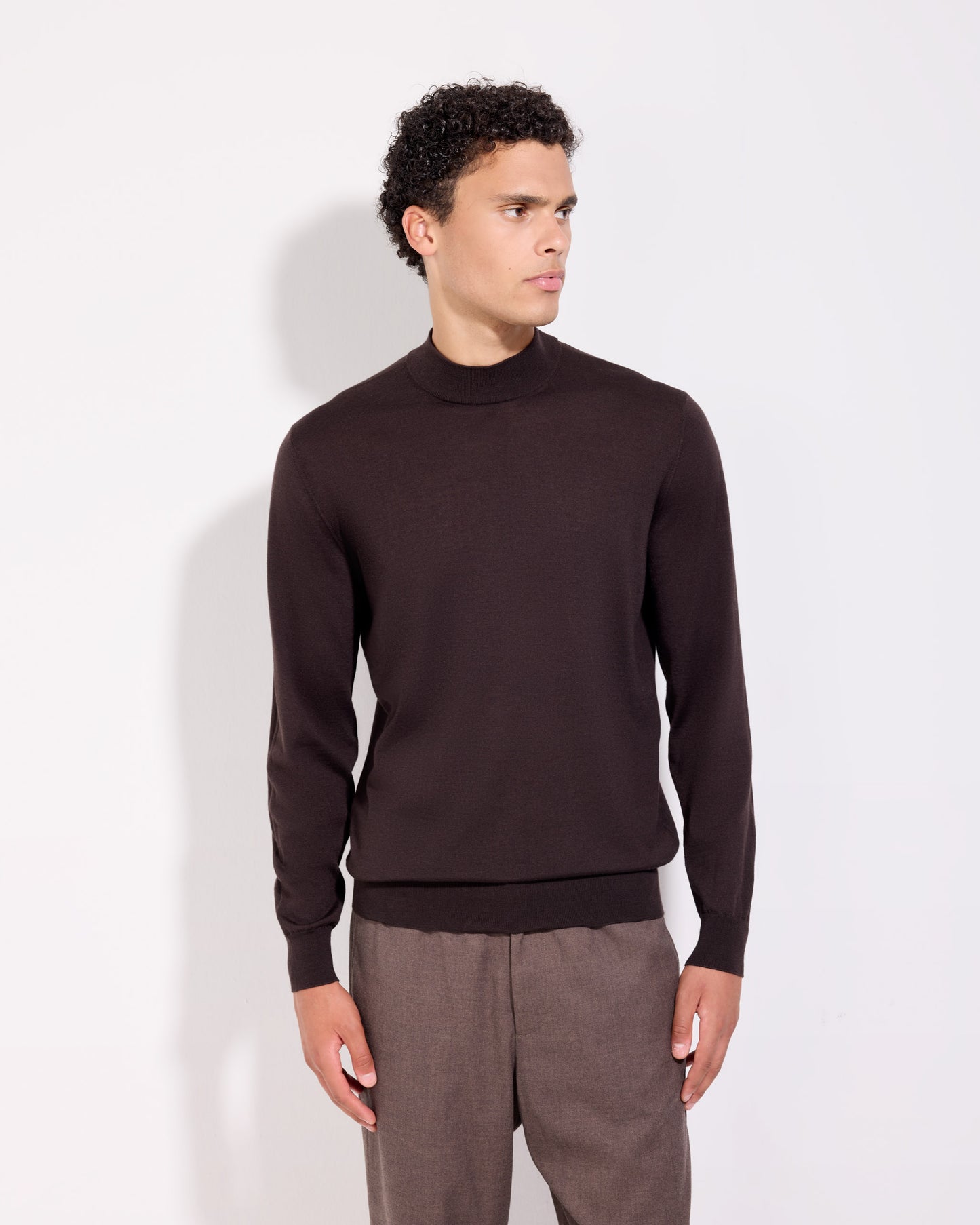 Lupetto lana seta cashmere caffè