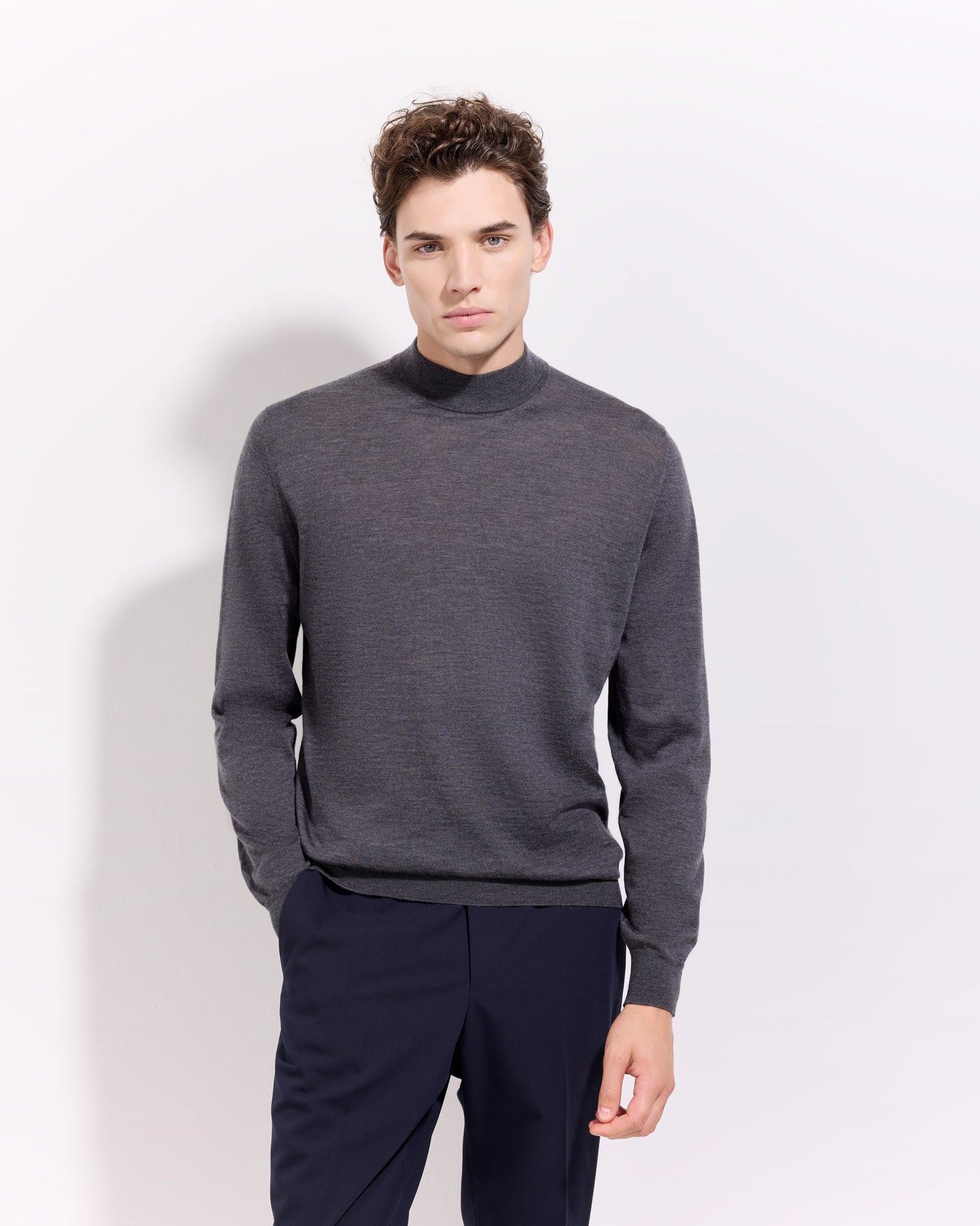Lupetto lana seta cashmere grafite