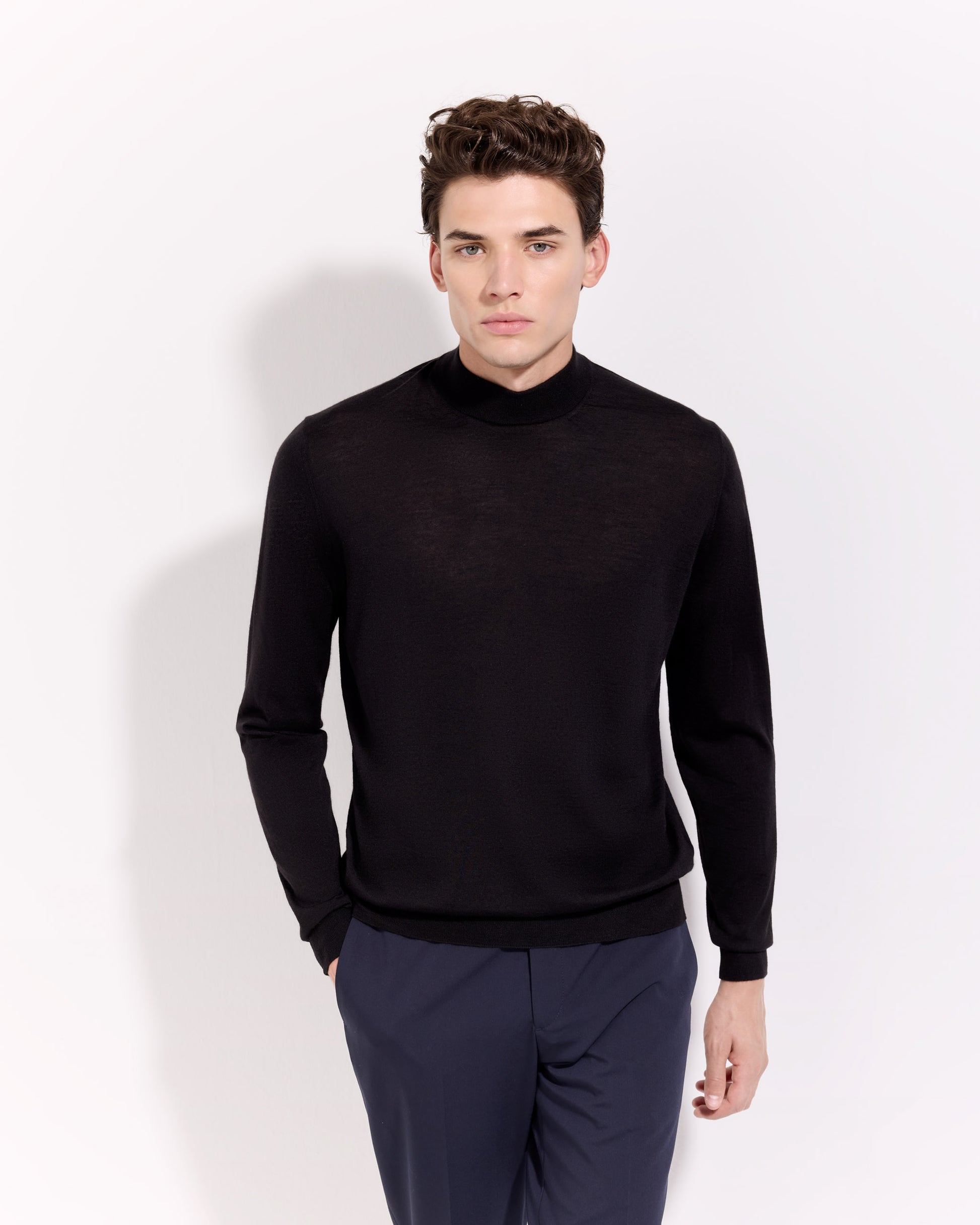 Lupetto lana seta cashmere nero