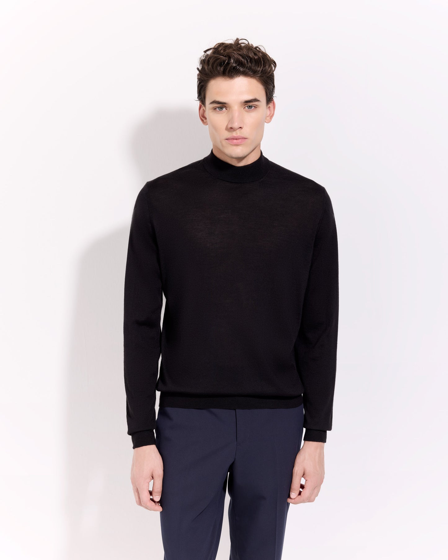 Lupetto lana seta cashmere nero