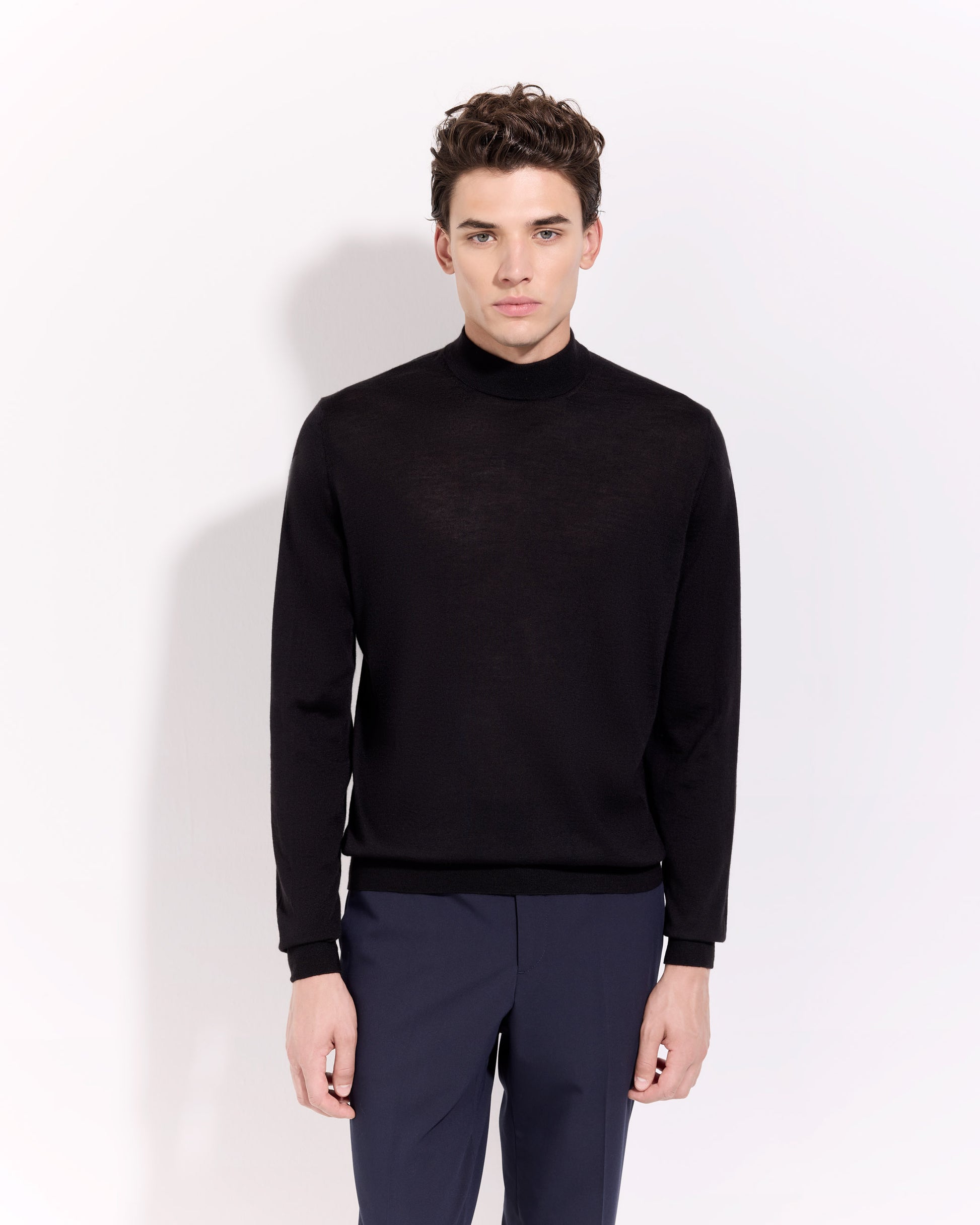 Lupetto lana seta cashmere nero