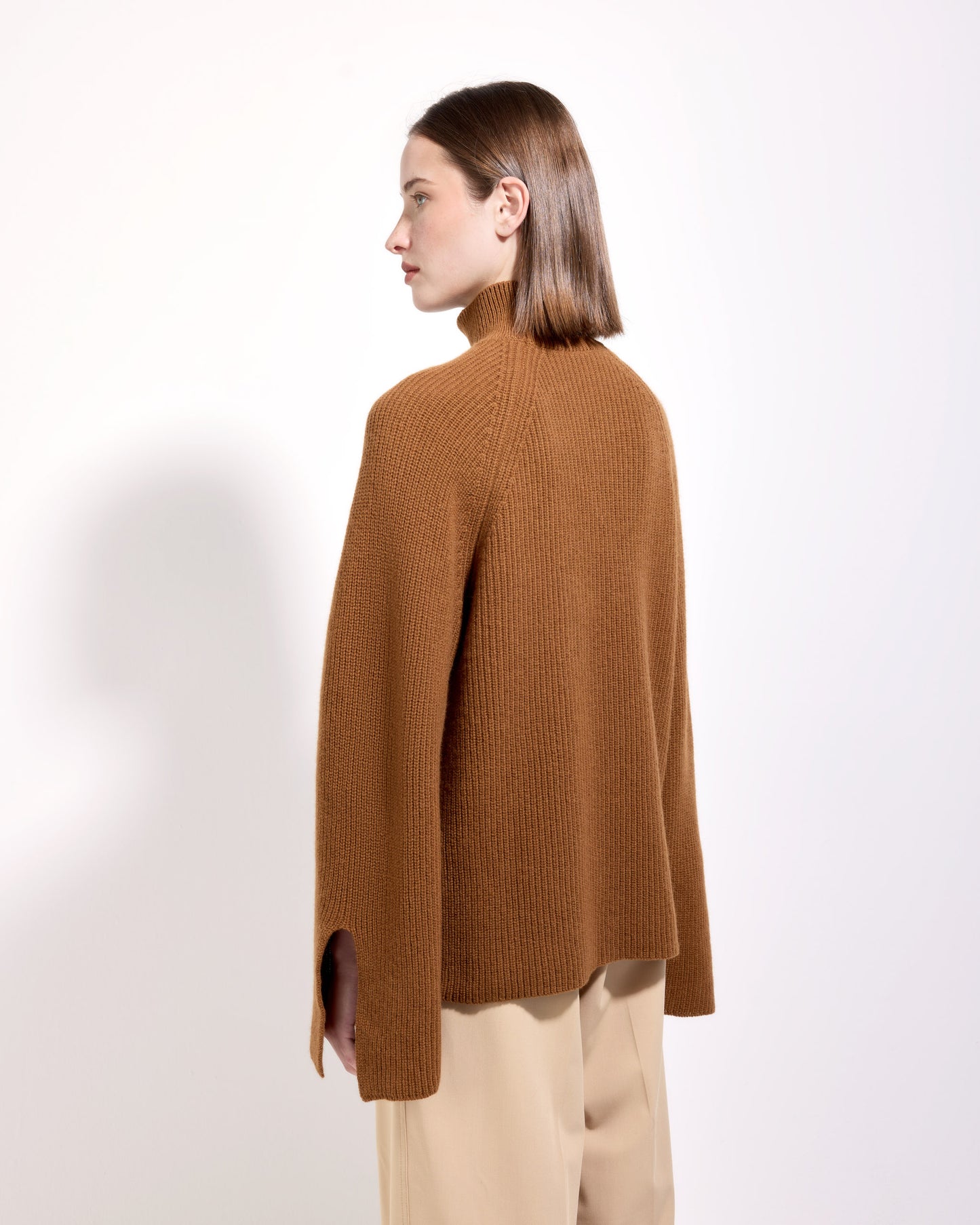 Lupetto punto pannocchia lana cashmere cannella