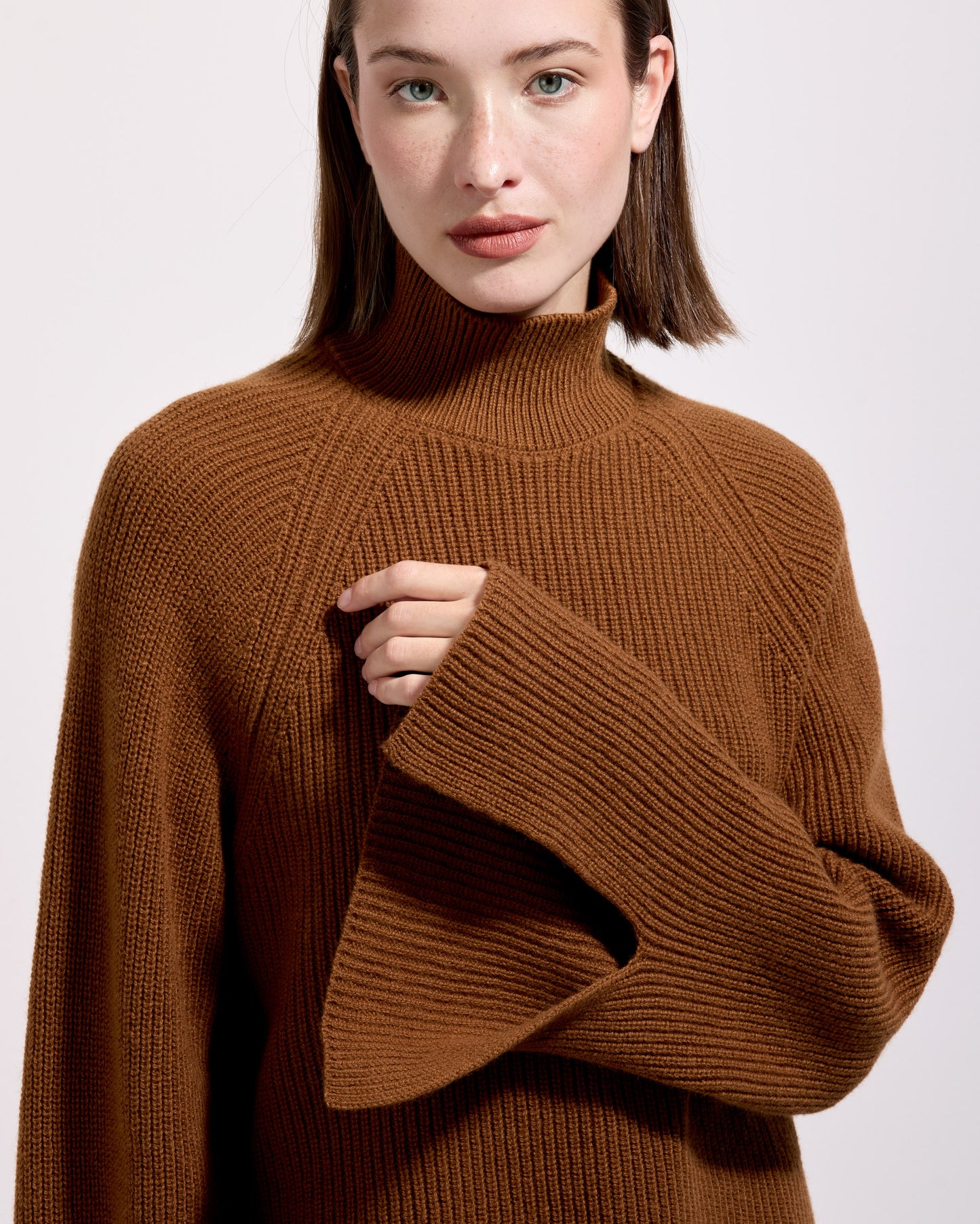 Lupetto punto pannocchia lana cashmere cannella