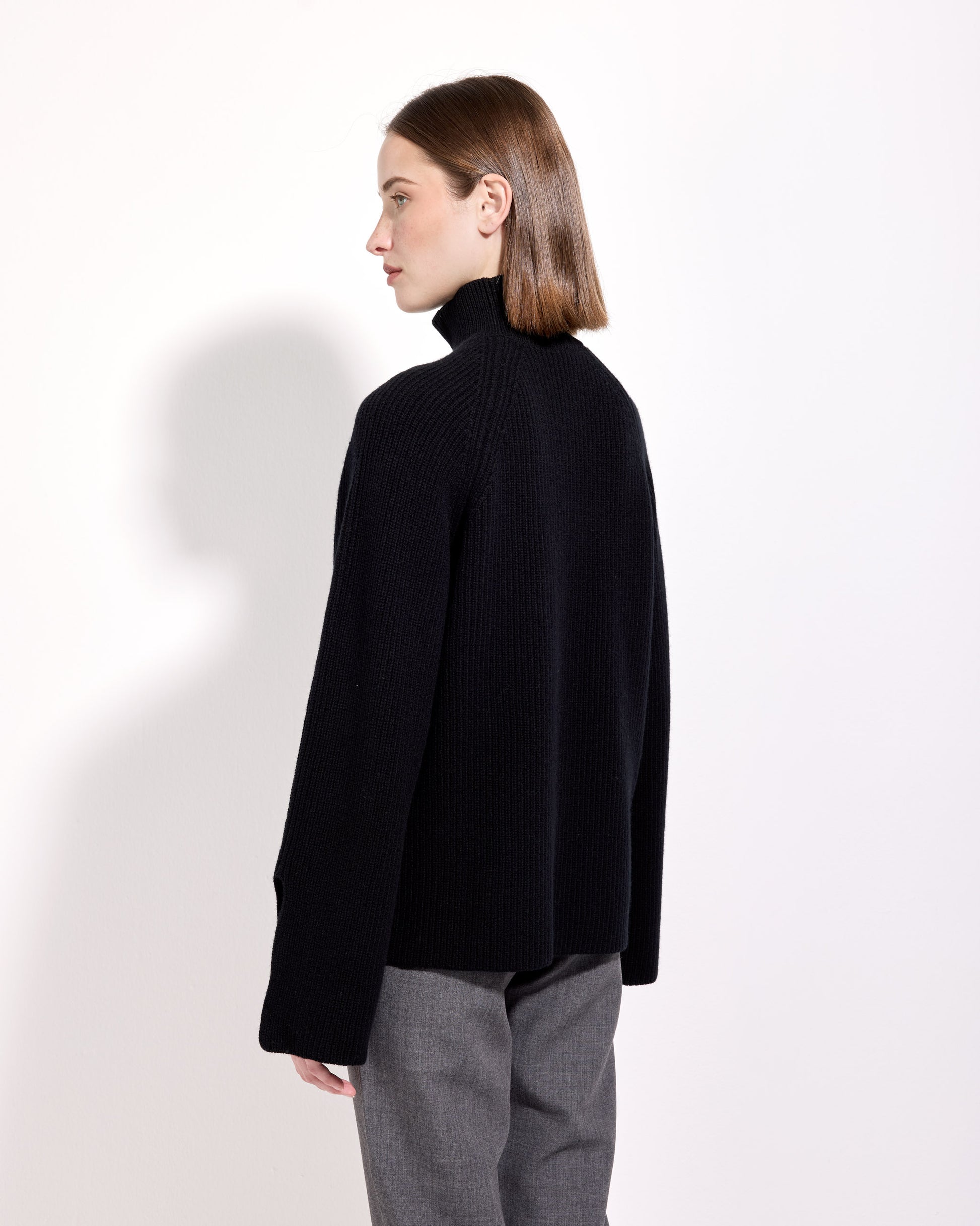 Lupetto punto pannocchia lana cashmere nero 