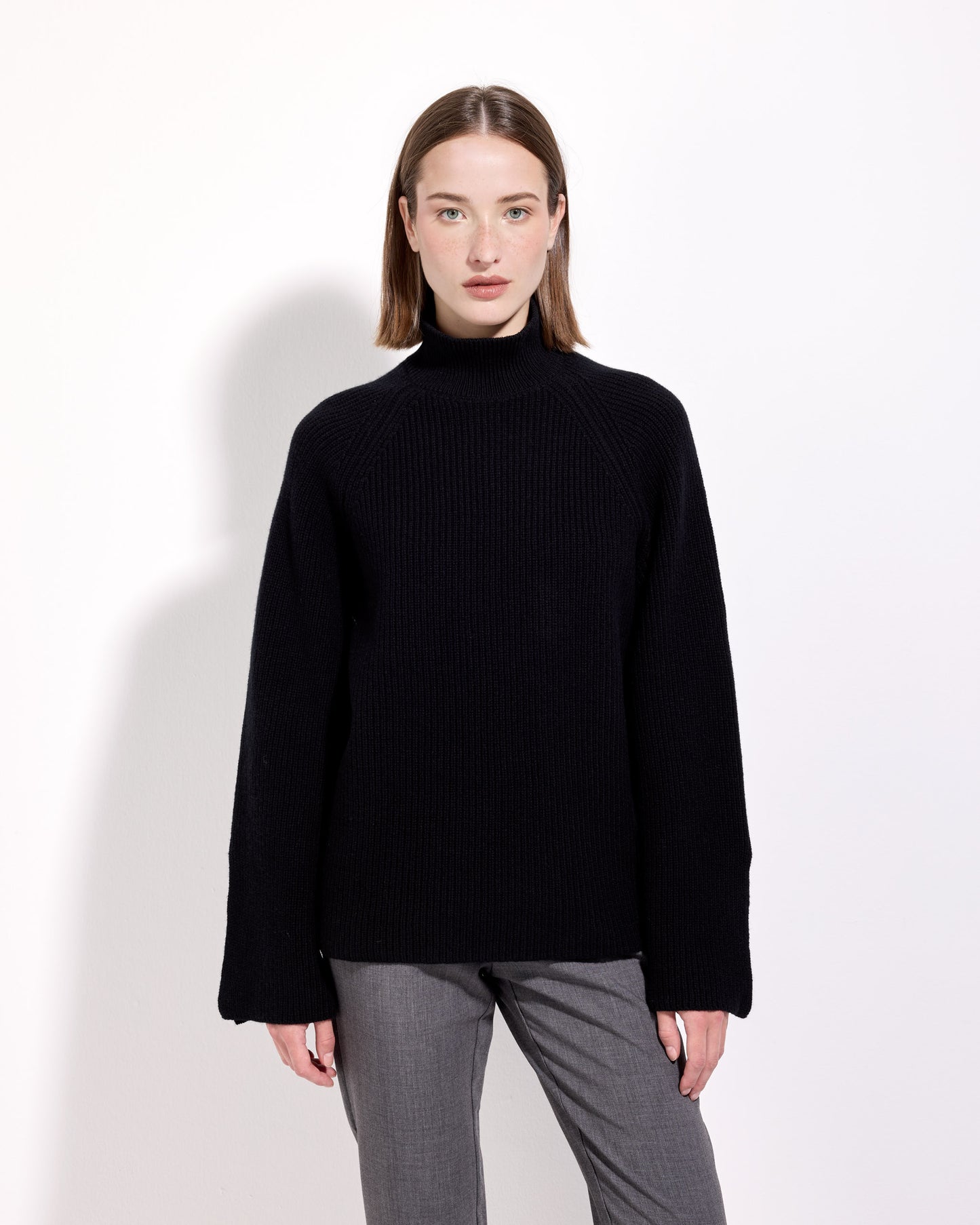 Lupetto punto pannocchia lana cashmere nero 