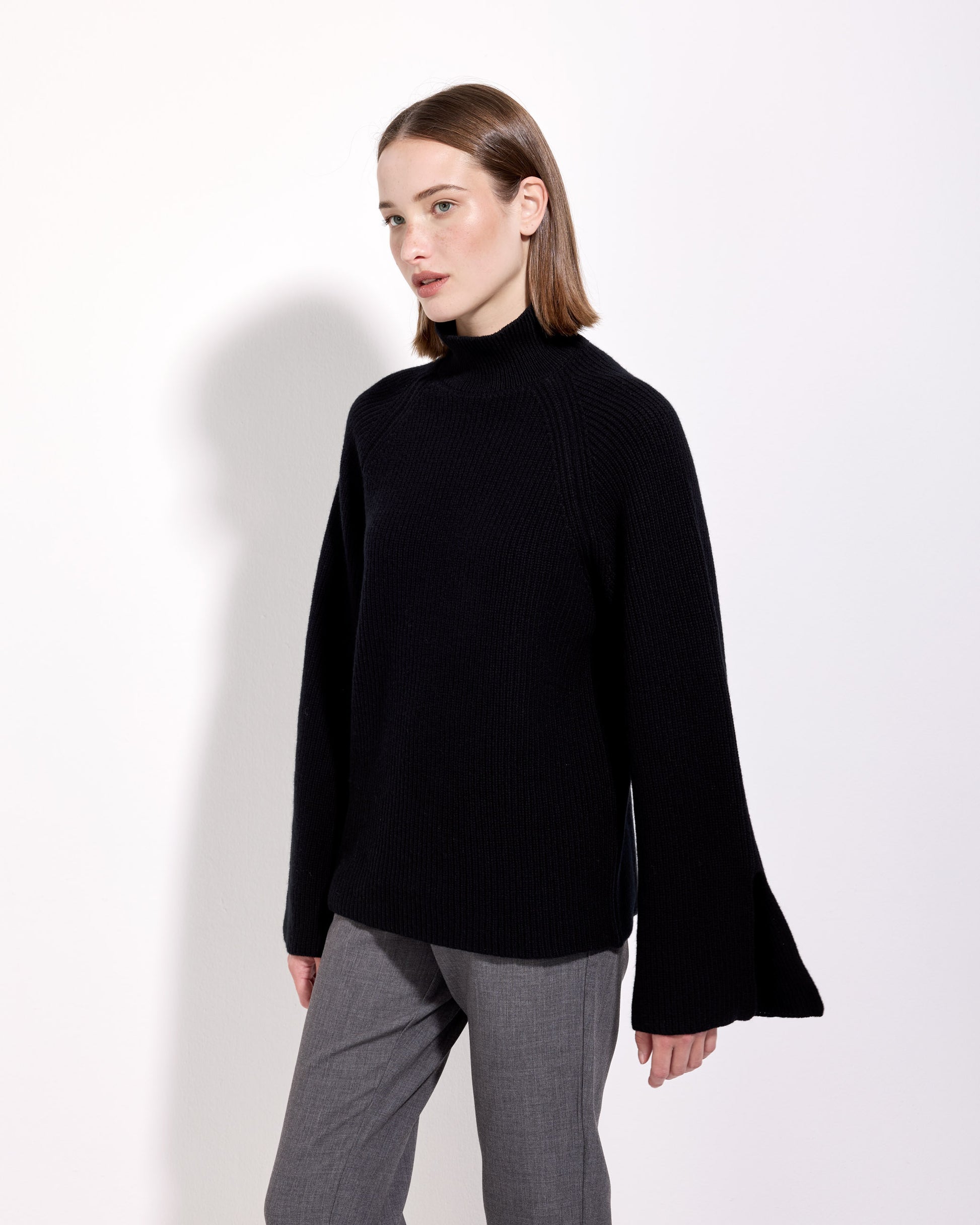 Lupetto punto pannocchia lana cashmere nero 