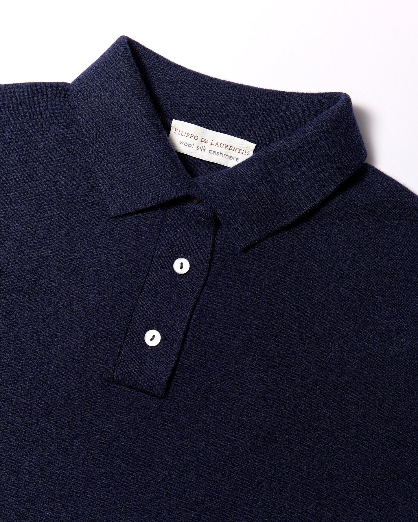 Maglia a polo lana seta cashmere blu navy