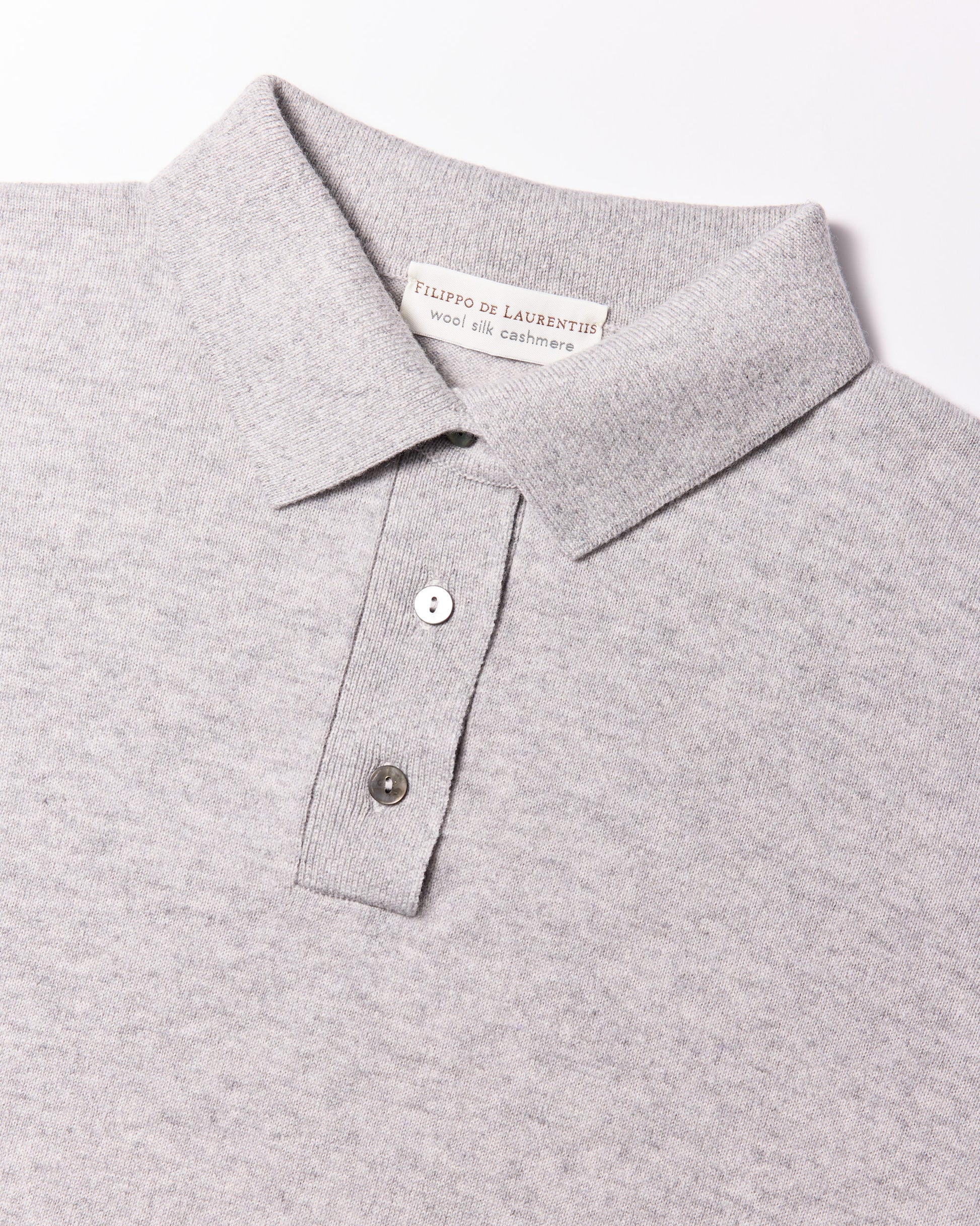 Maglia a polo lana seta cashmere grigio perla