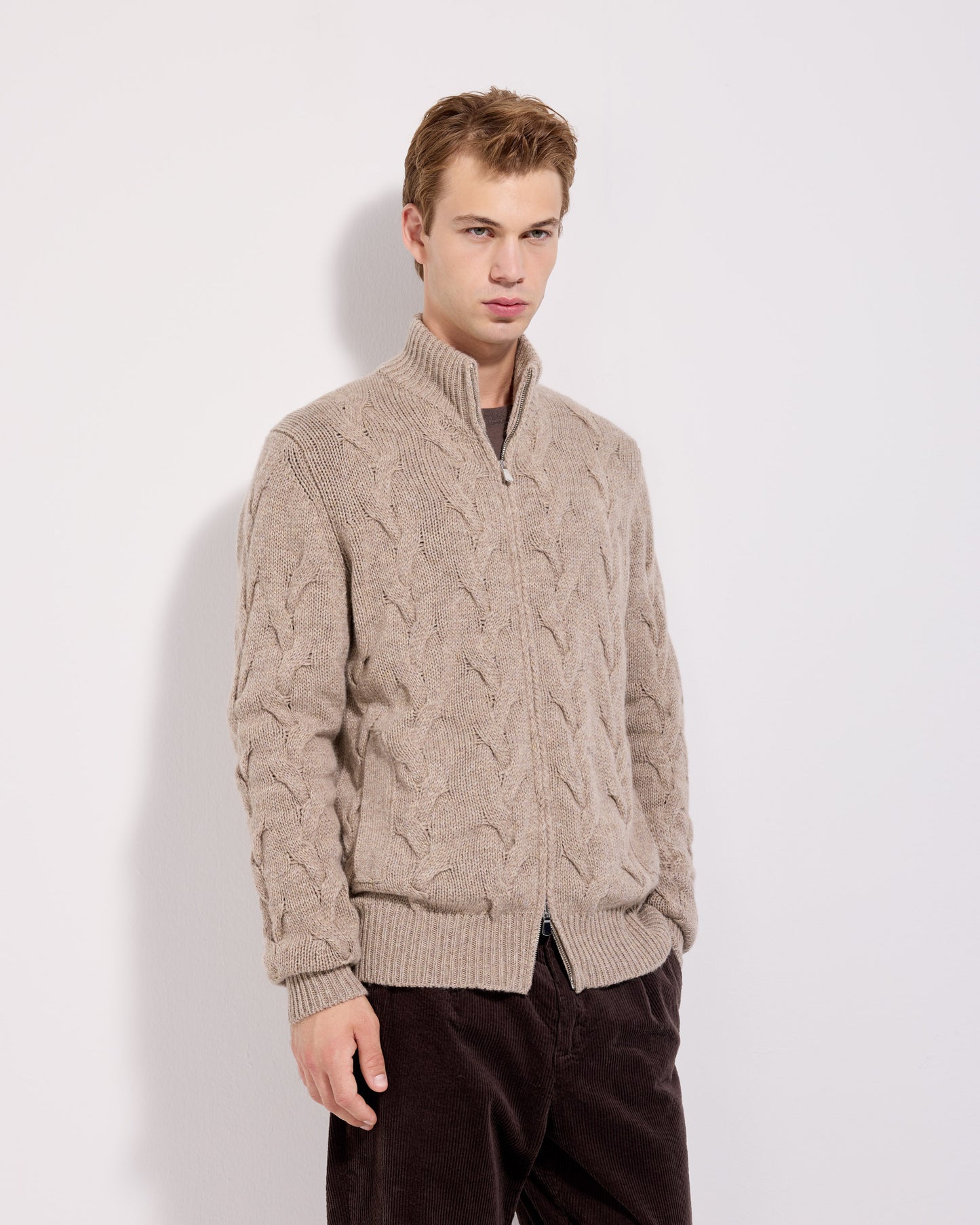 Fullzip trecce cashmere corda