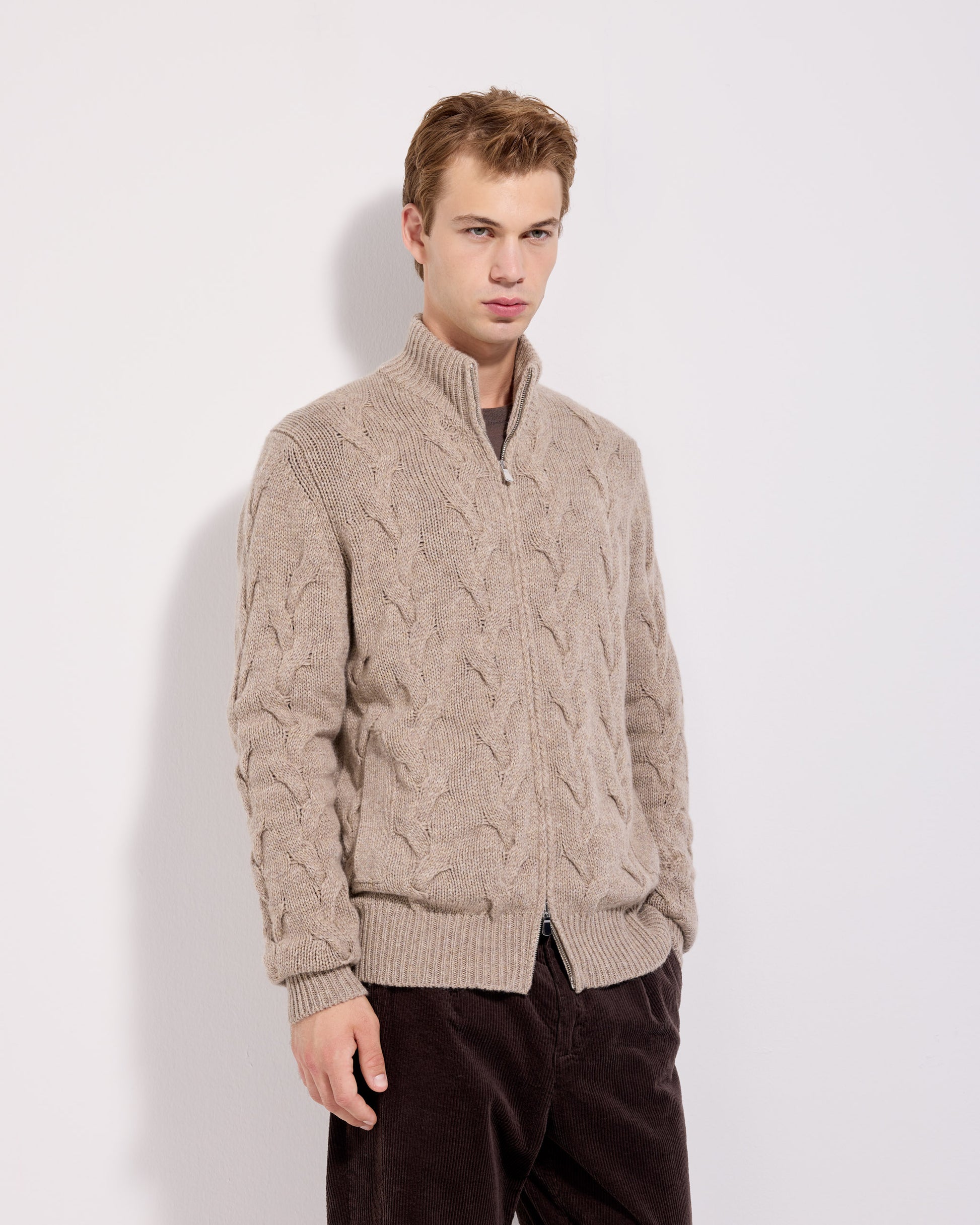 Fullzip trecce cashmere corda