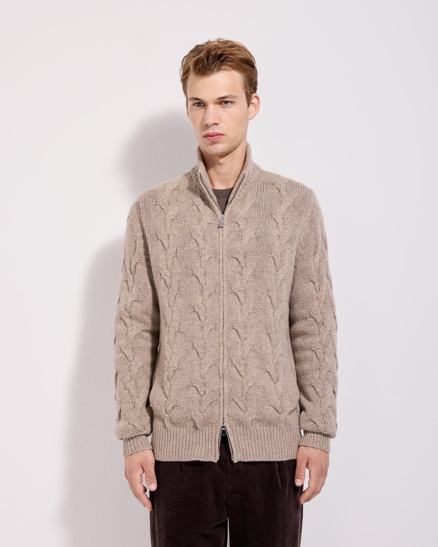 Fullzip trecce cashmere corda