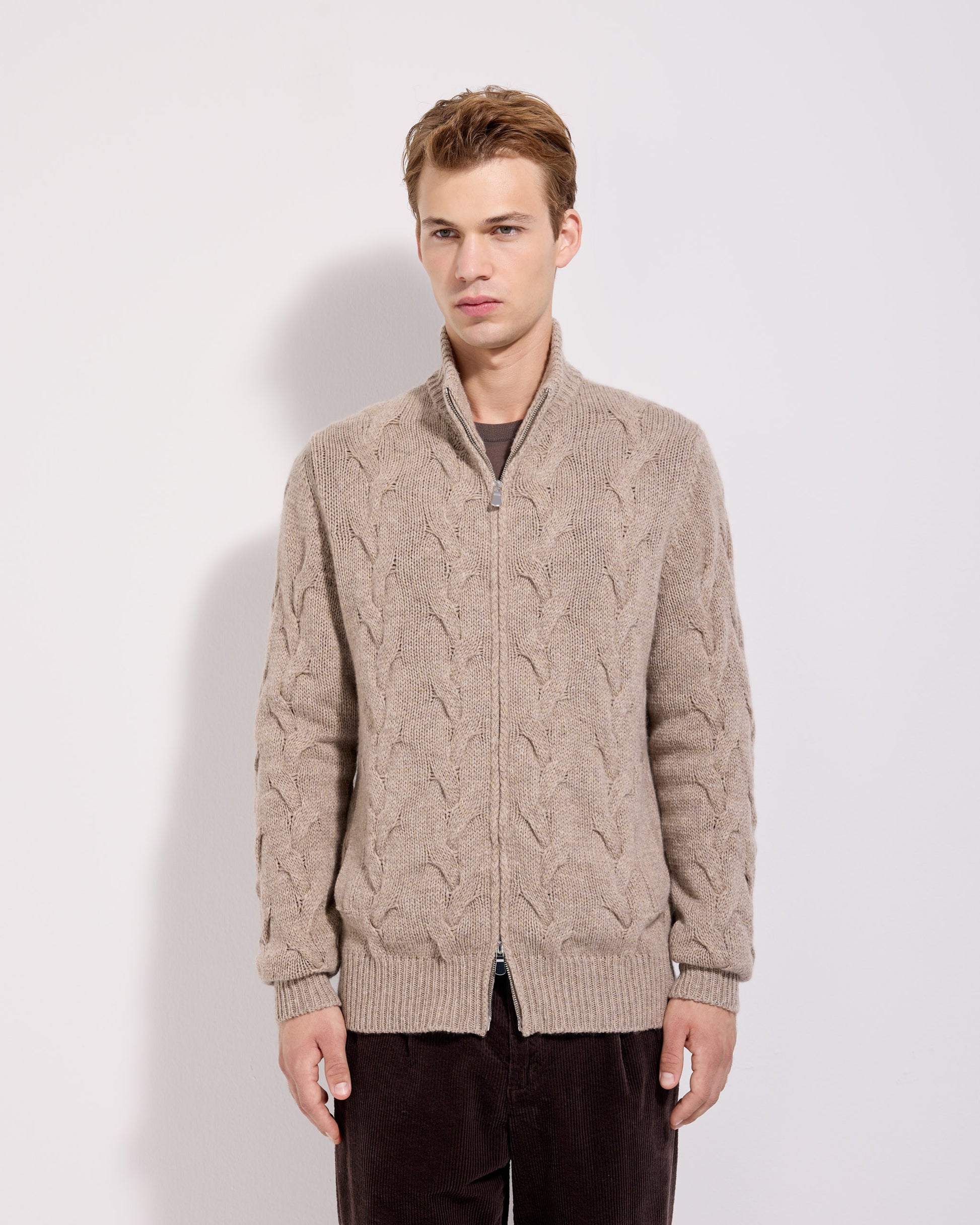 Fullzip trecce cashmere corda