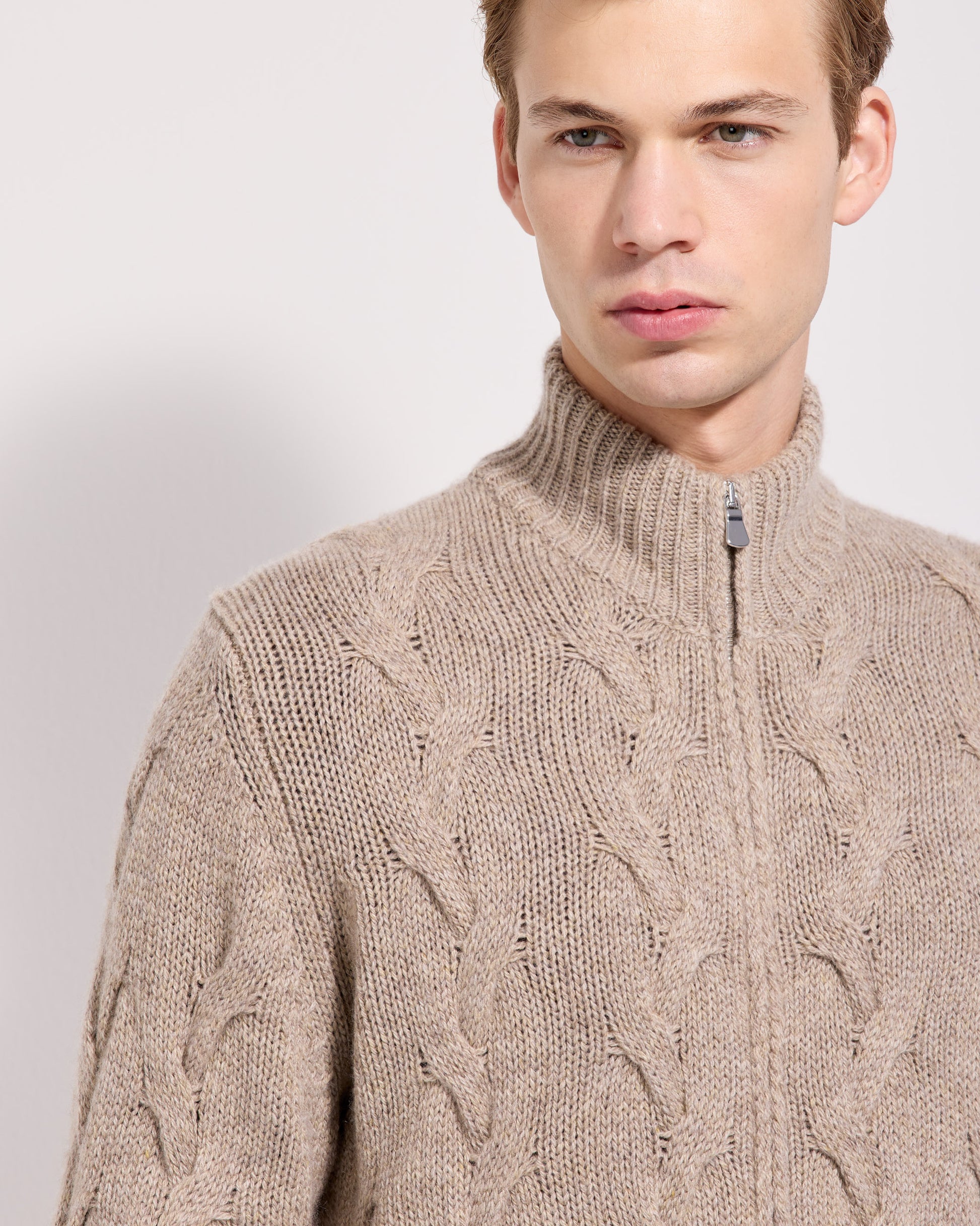 Fullzip trecce cashmere corda