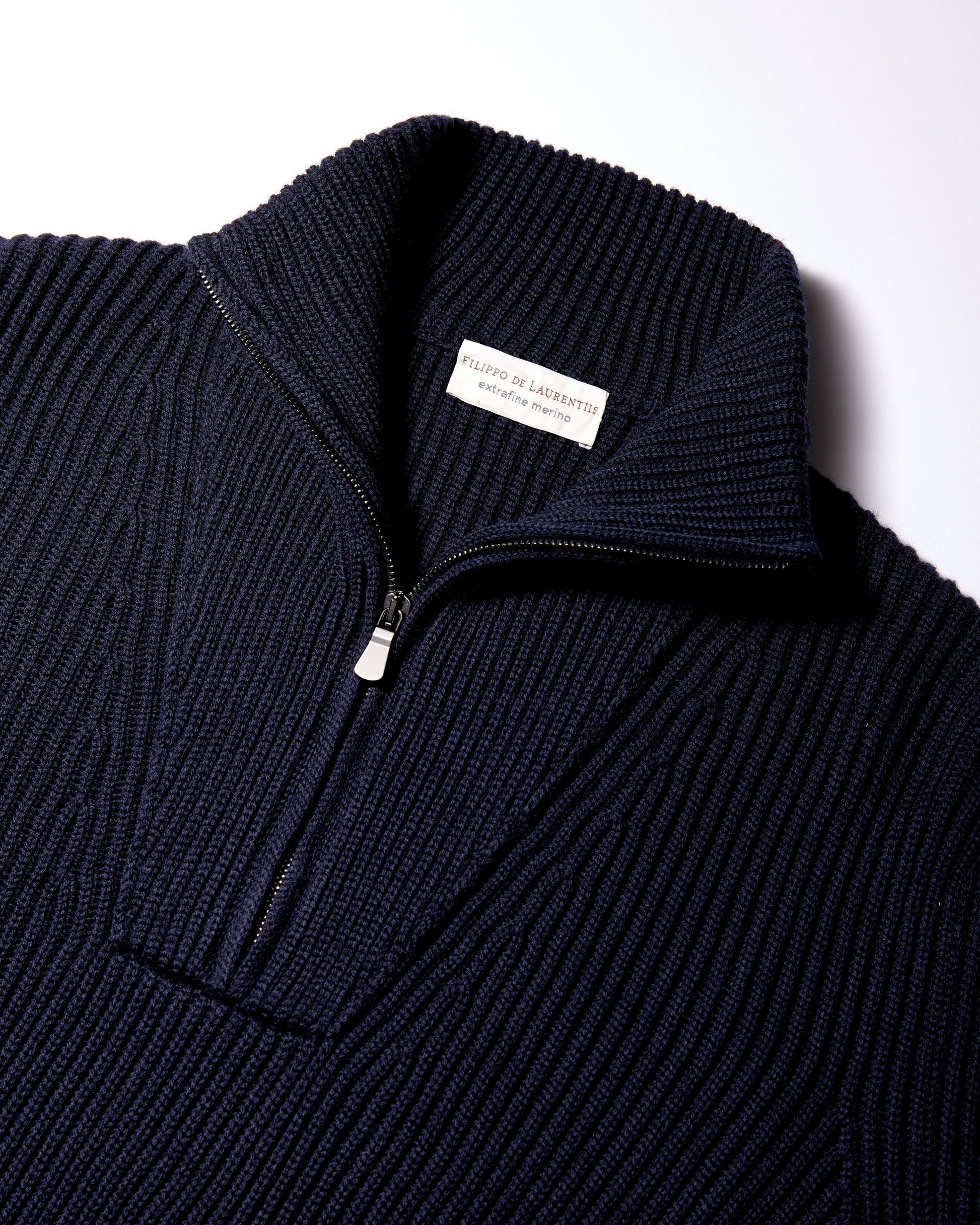 Maglia mezza zip lana merino blu navy