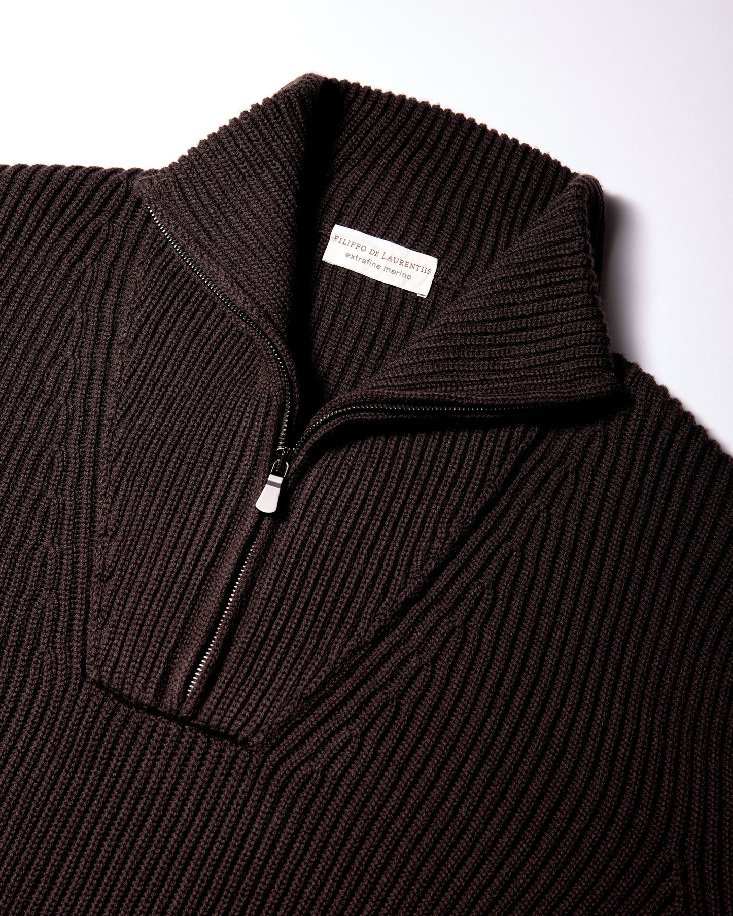 Maglia mezza zip lana merino cioccolato