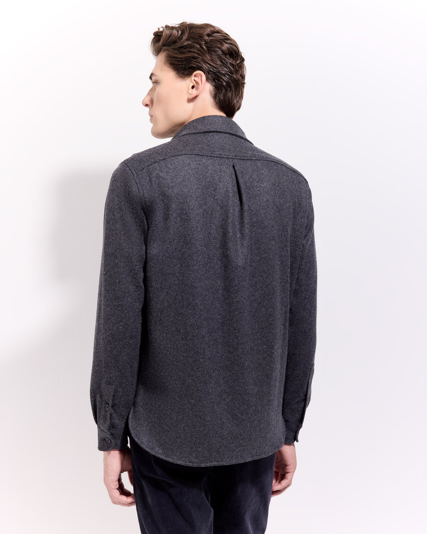 Overshirt in tessuto infeltrito lana cashmere antracite
