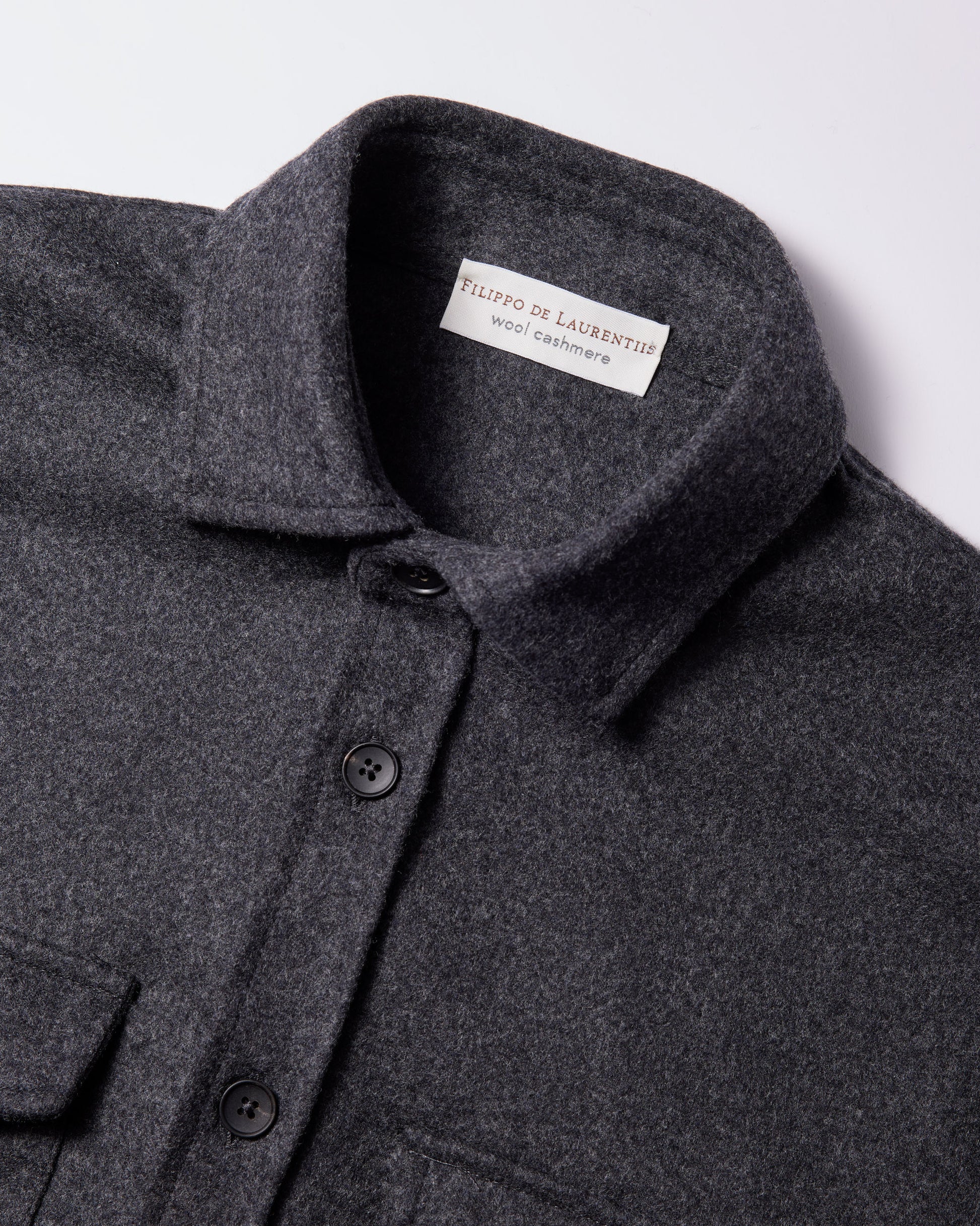 Overshirt in tessuto infeltrito lana cashmere antracite