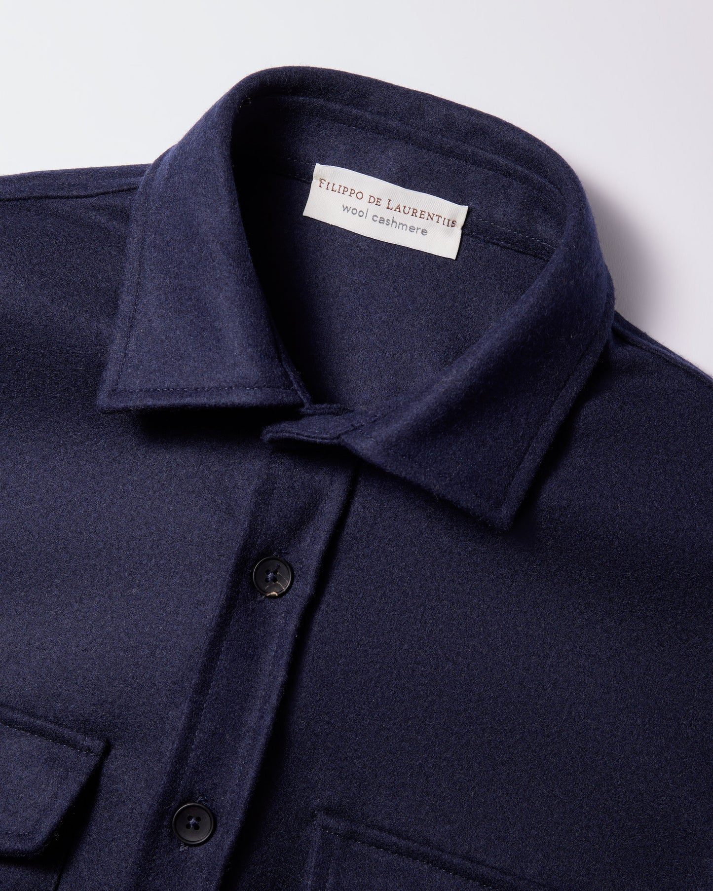Overshirt in tessuto infeltrito lana cashmere blu navy